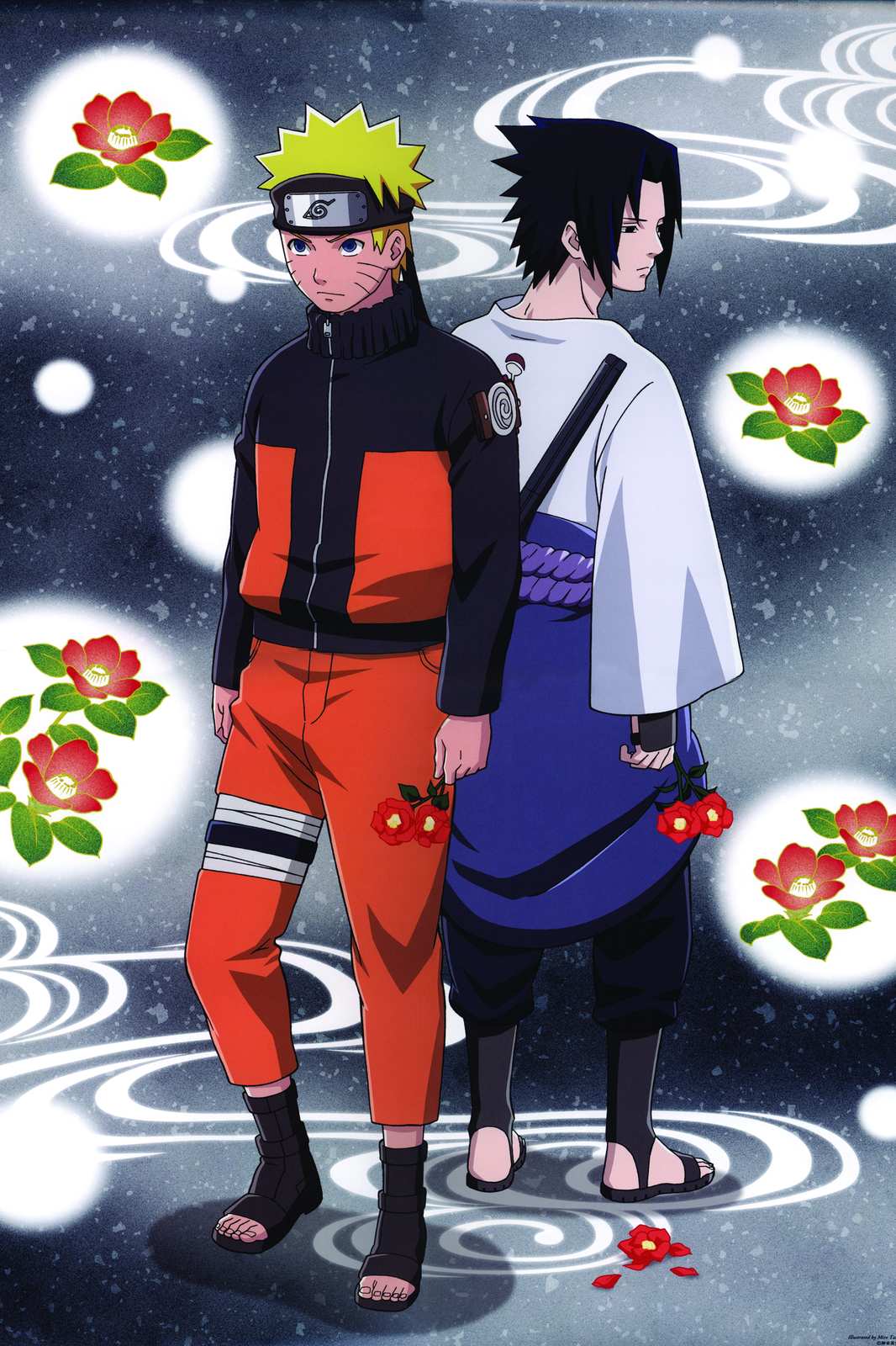 Naruto & Sasuke Floral Bond Wall Art
