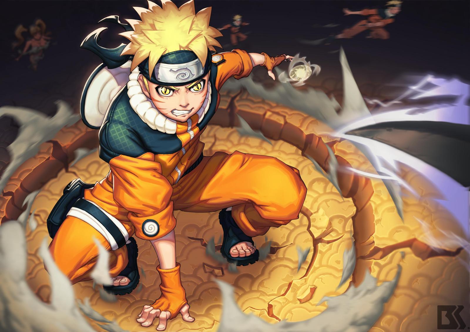 Dynamic Naruto Rasengan Attack Wall Art