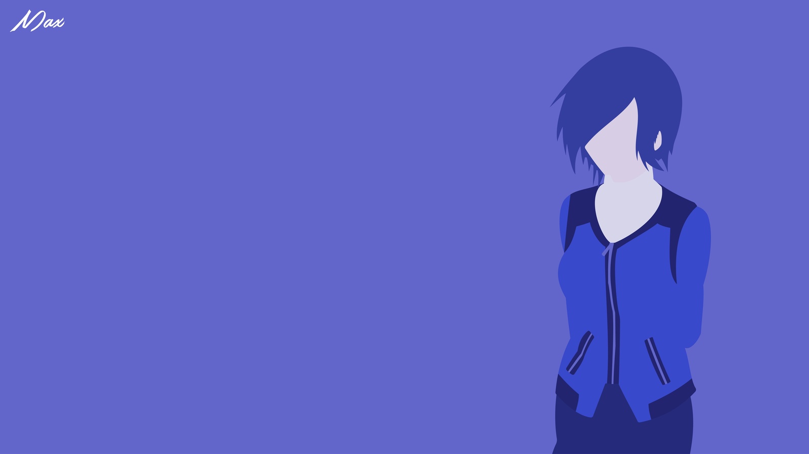Minimalist Anime Character Blue Jacket Wall Art
