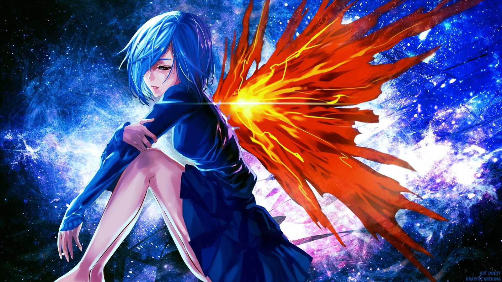 Anime Cosmic Angel Wings Wall Art