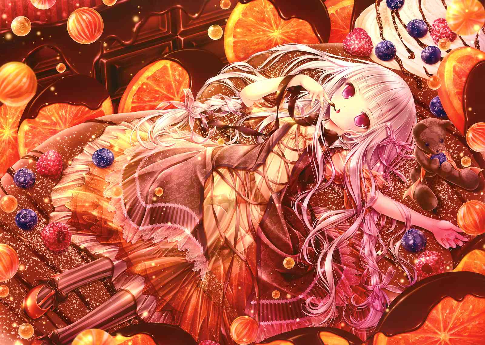 Sweet Dreams Anime Girl Chocolate Orange Wall Art