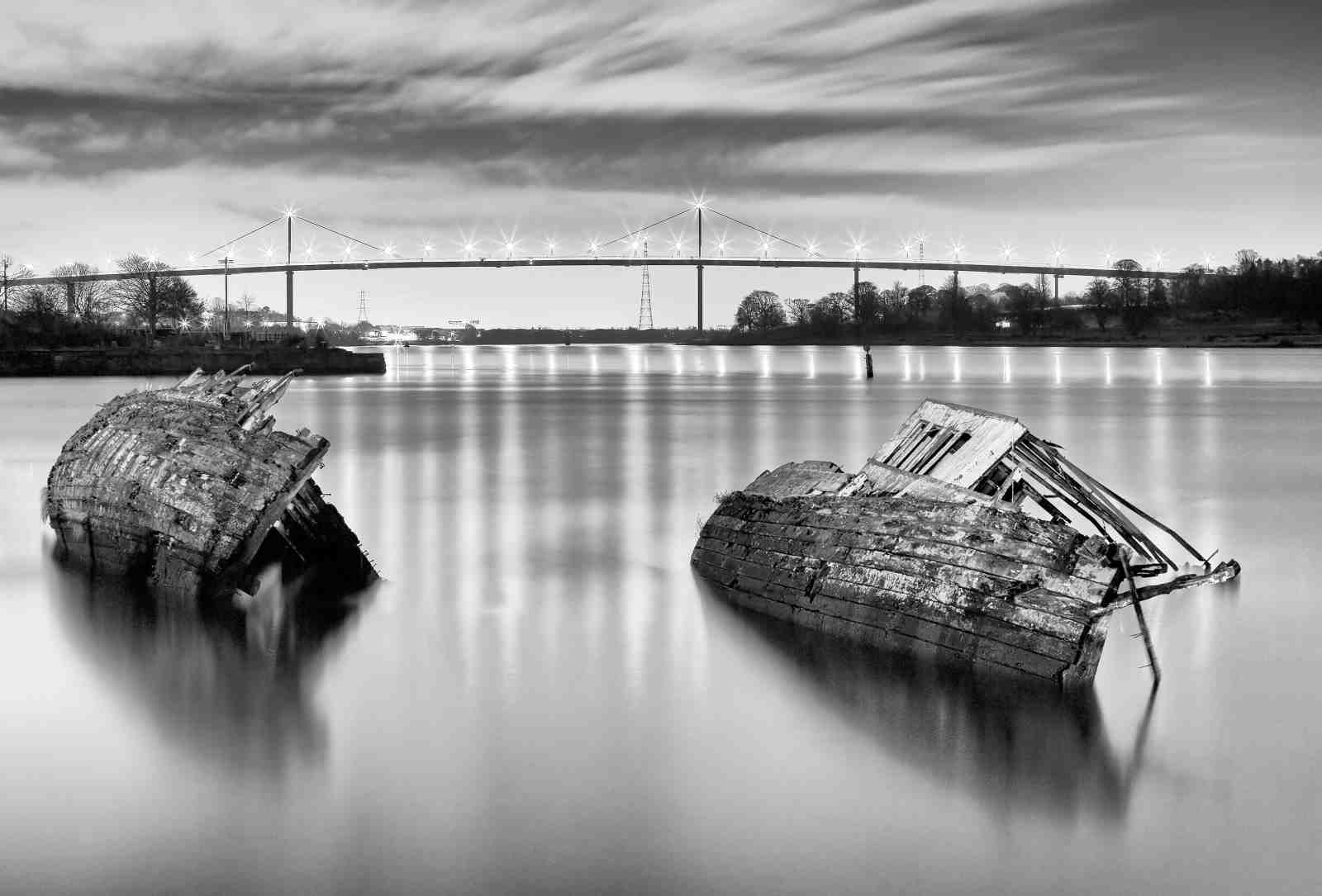 Haunting Shipwrecks BW Landscape Wall Art