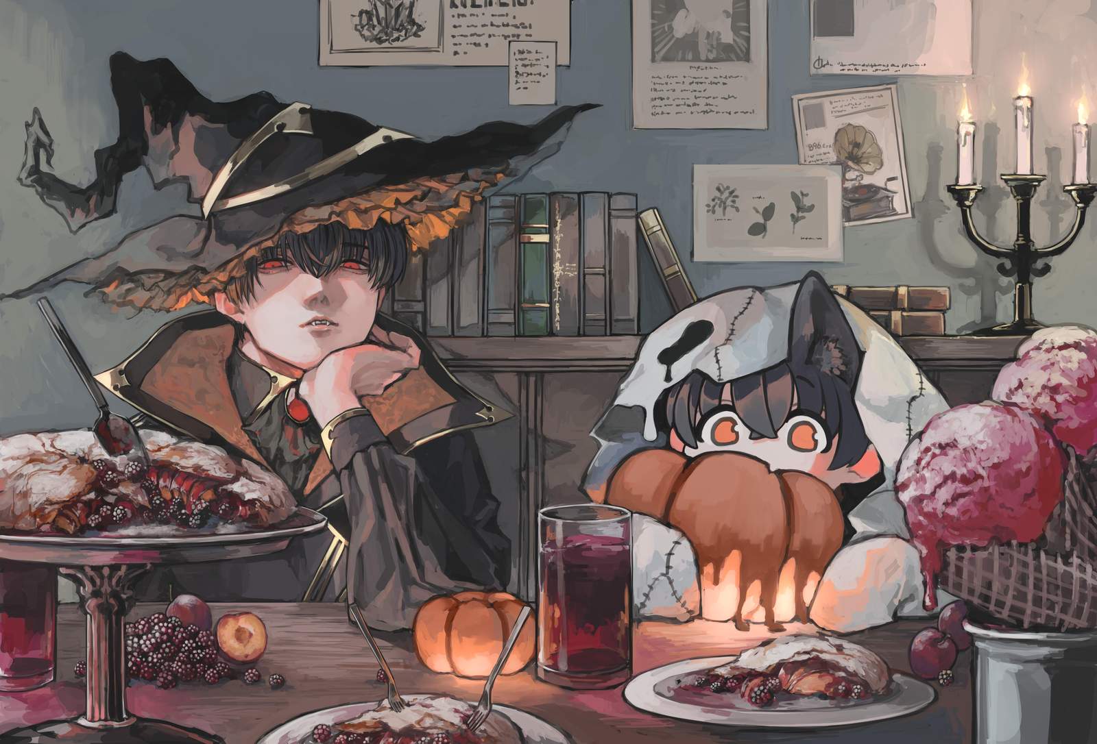 Gothic Halloween Duo Apple Pie Wall Art