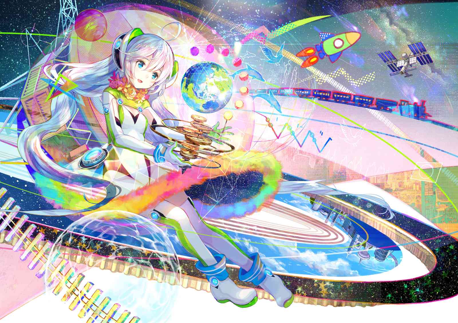 Cosmic Dreams Anime Girl Wall Art