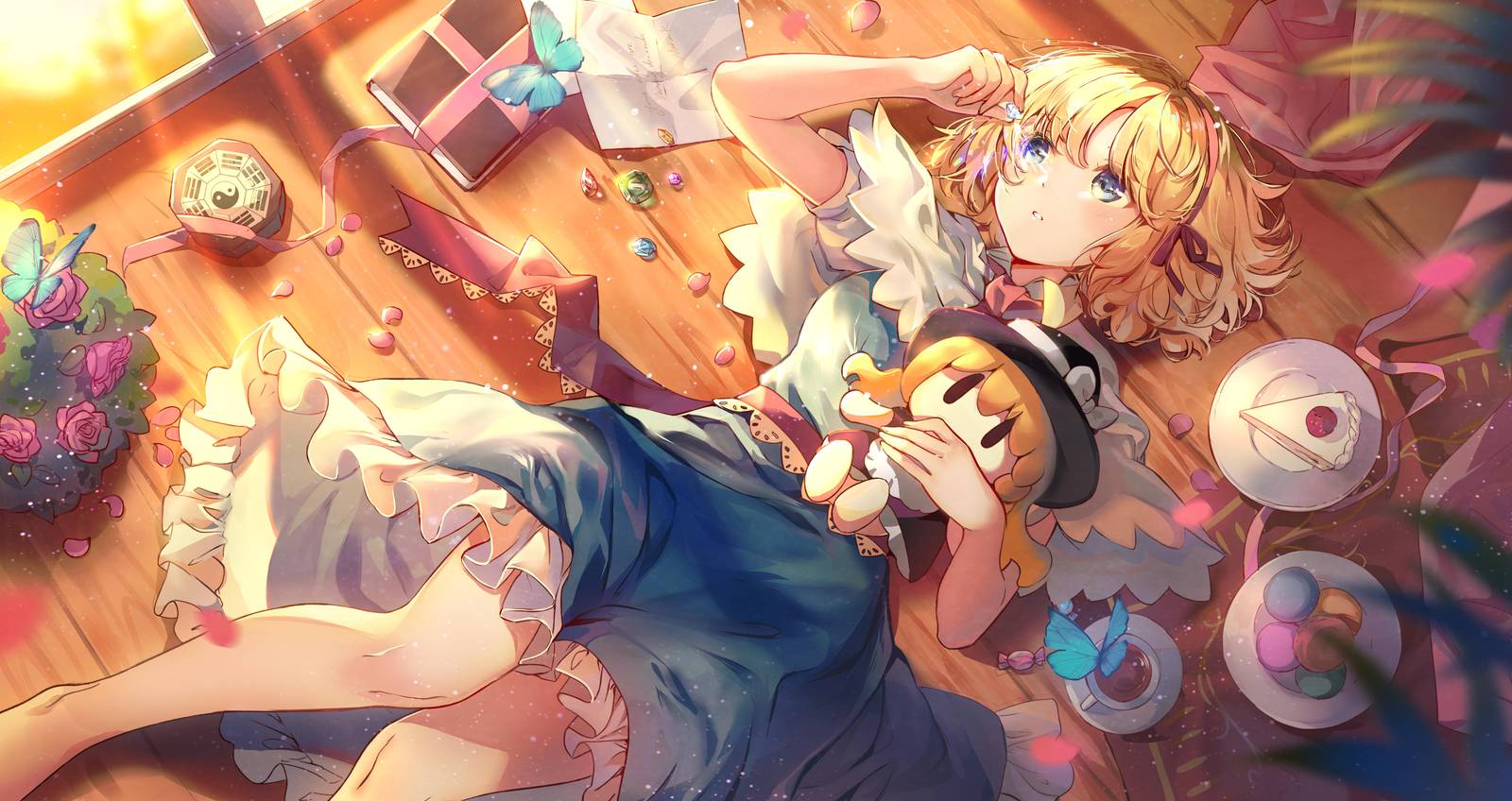 Whimsical Anime Girl & Butterflies Wall Art