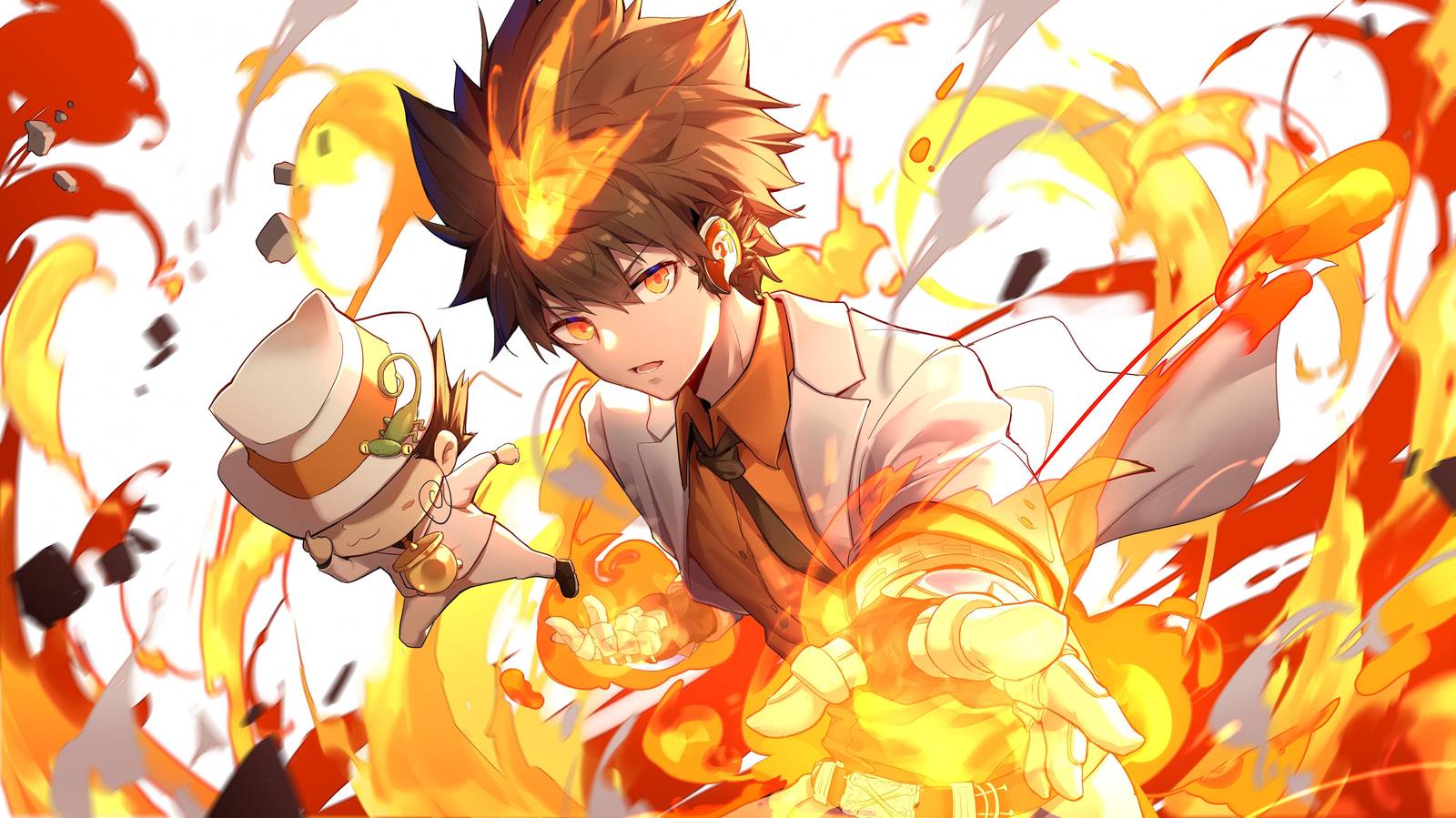Fiery Anime Boy Flames Wall Art