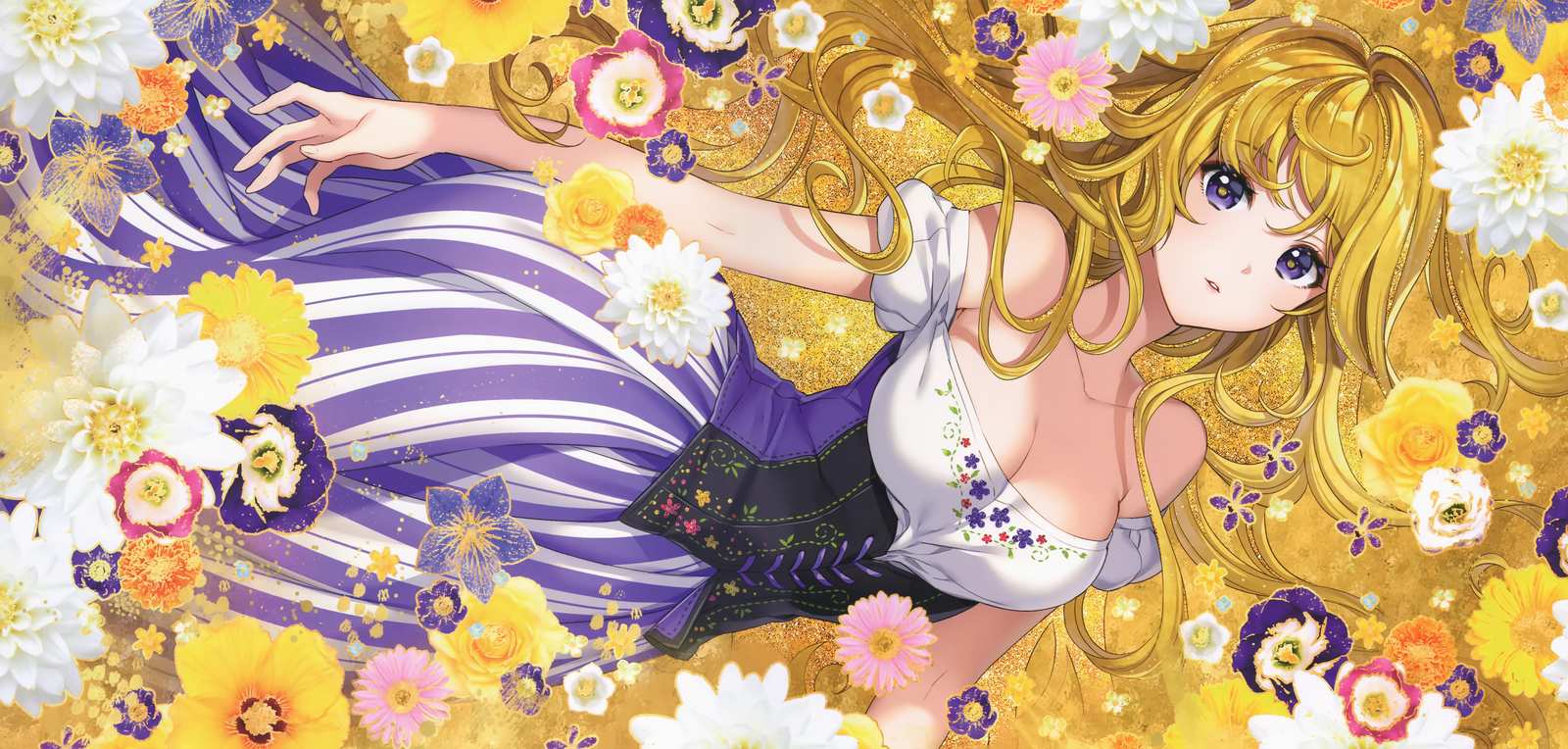 Enchanted Floral Maiden Anime Wall Art