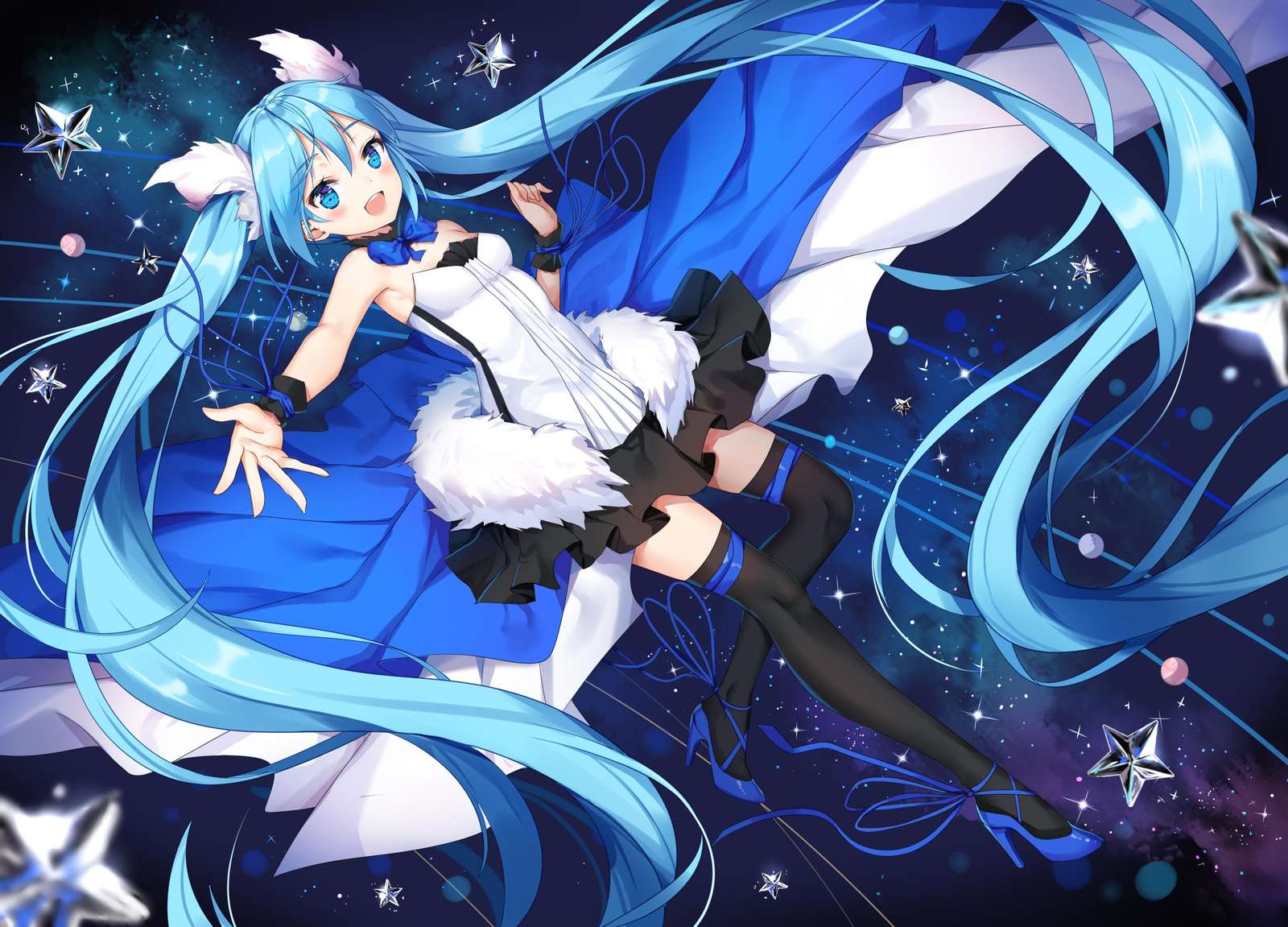 Cosmic Melody Anime Girl Wall Art