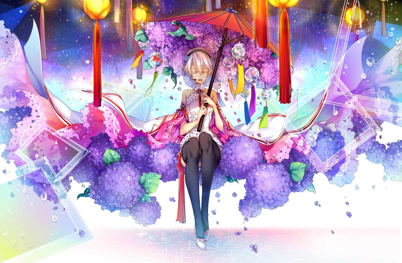 Enchanting Anime Girl & Hydrangea Dreams Wall Art