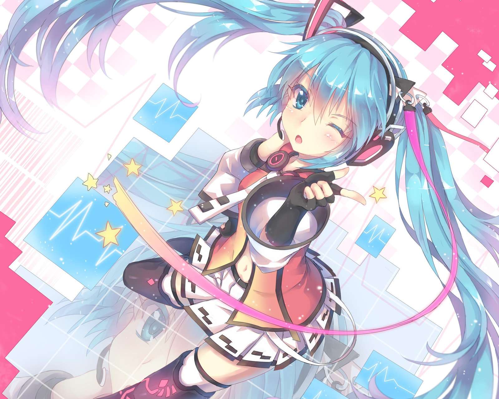 Vibrant Anime Pop Star Miku Wall Art