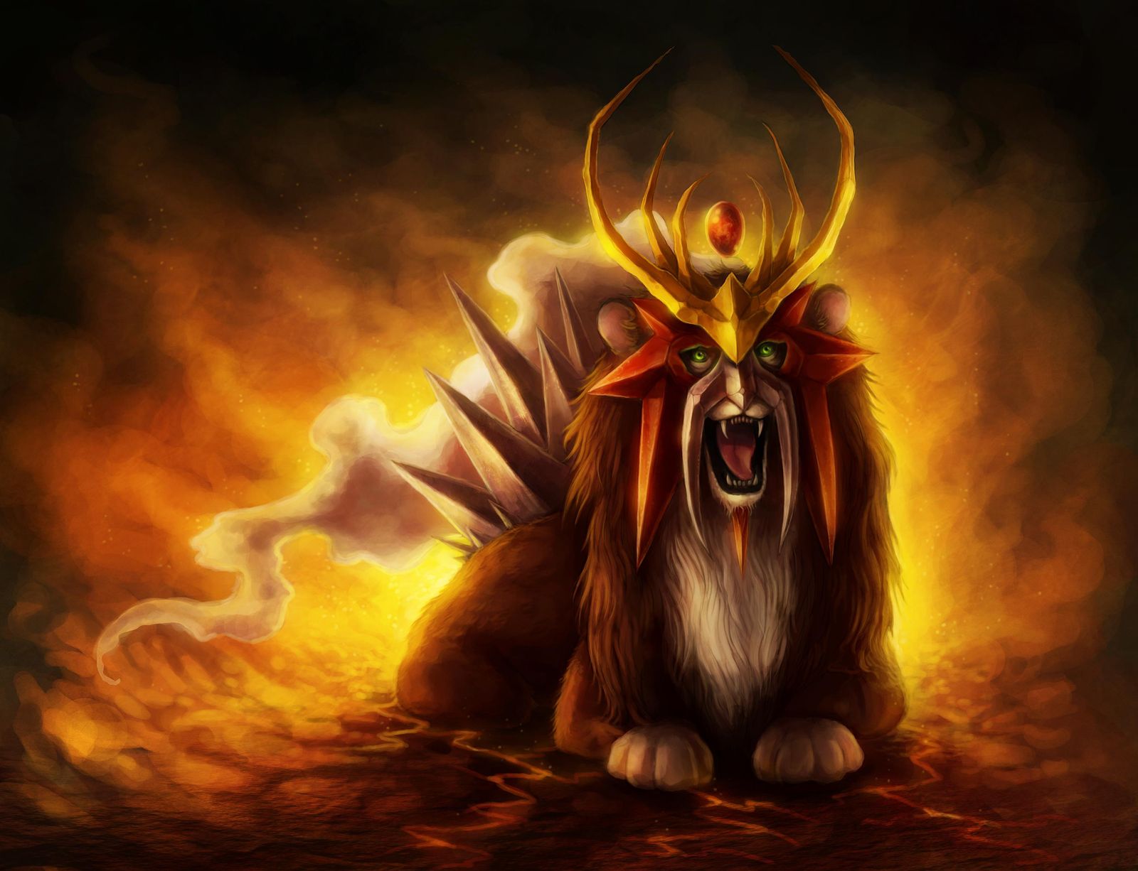 Fiery Beast King Fantasy Art Wall Art