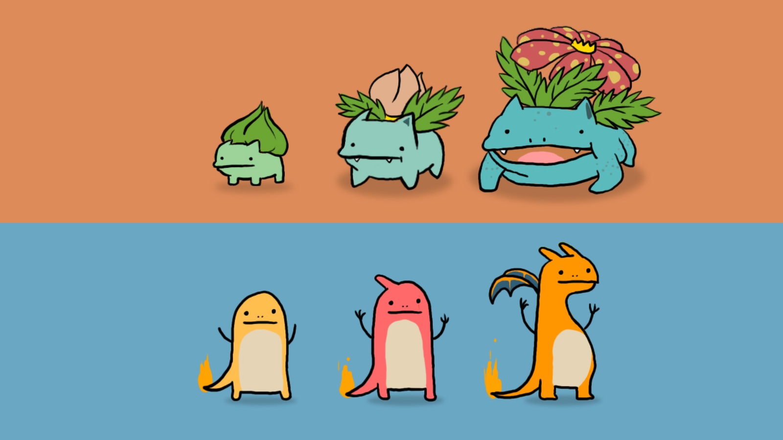 Cute Pokemon Evolution Trio Wall Art