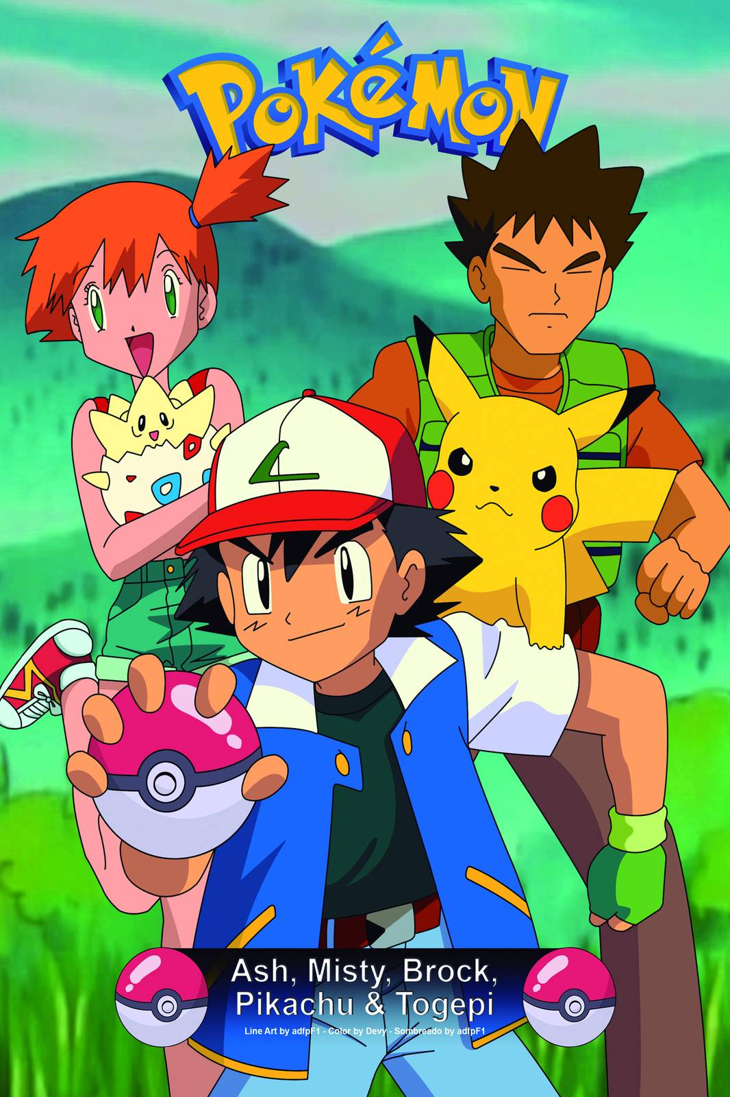 Classic Pokemon Ash Misty Pikachu Togepi Wall Art