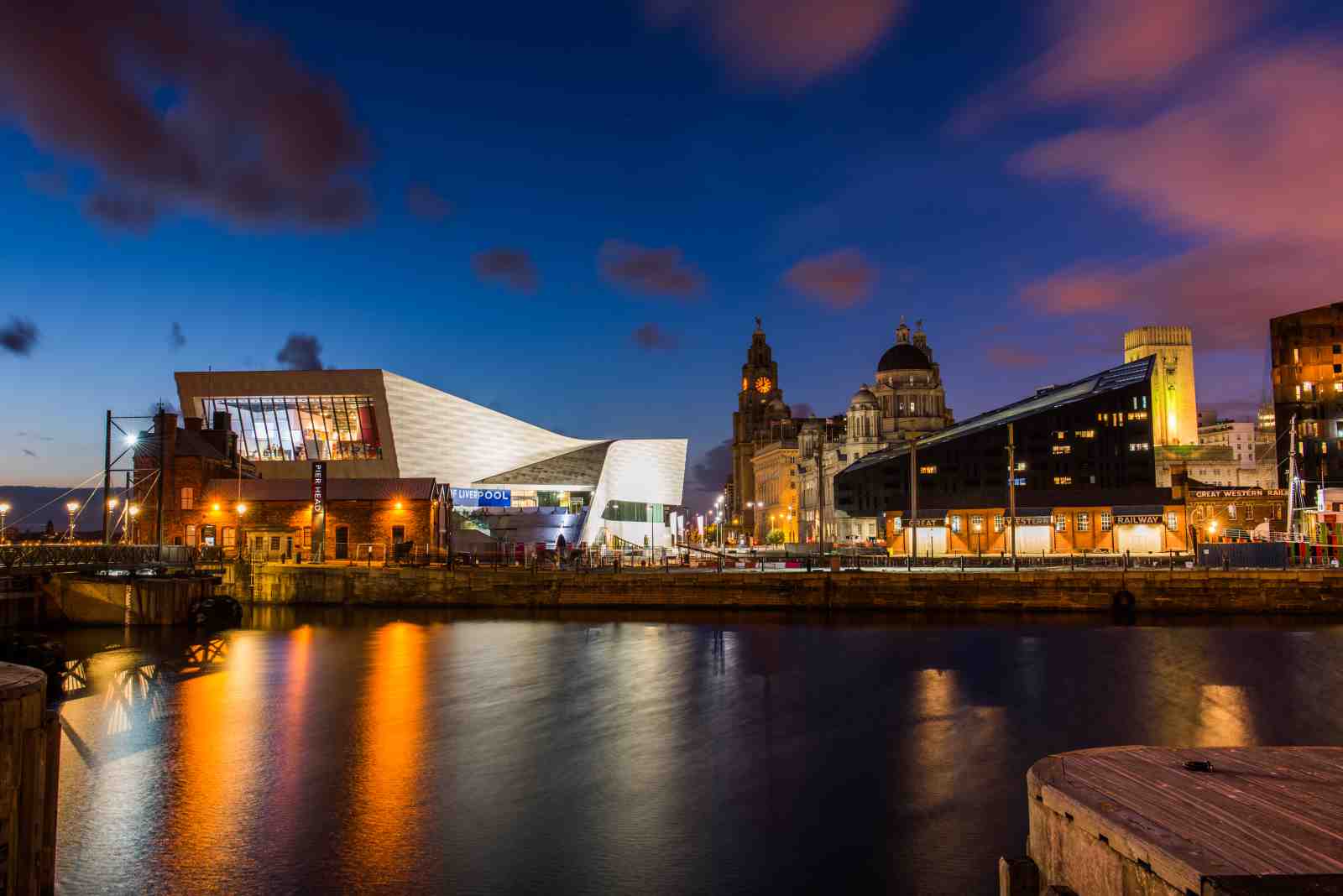 Liverpool Waterfront Night Skyline Wall Art
