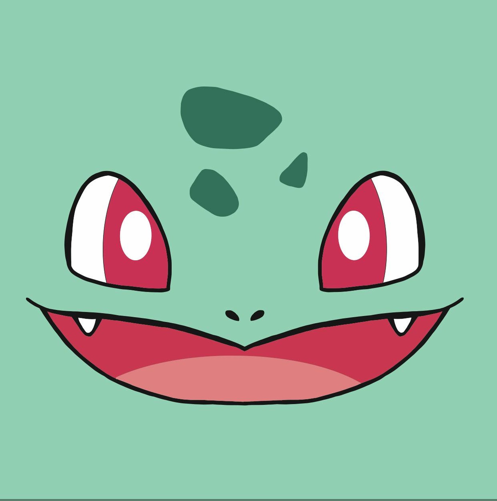 Cute Bulbasaur Face Wall Art