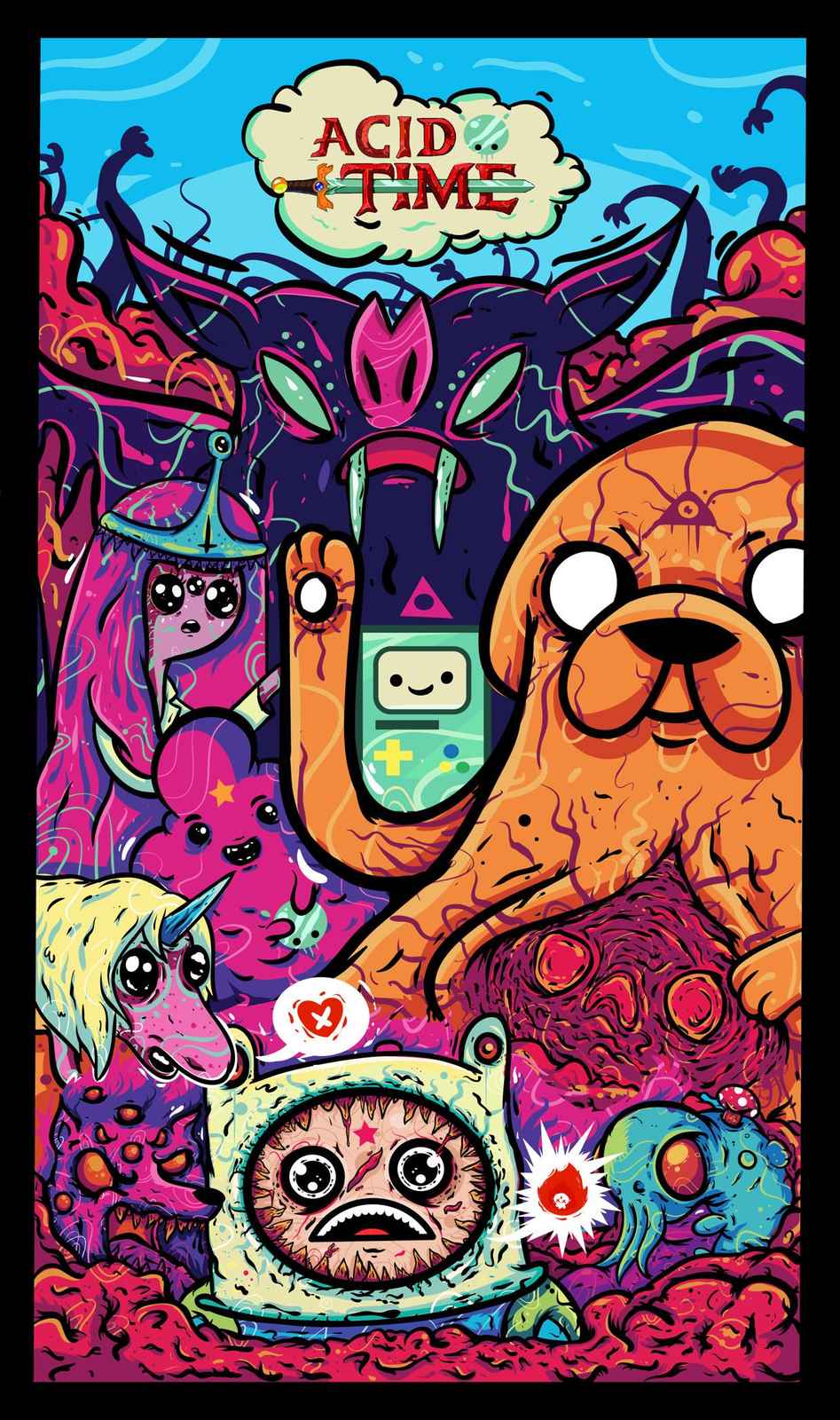 Adventure Time Psychedelic Mashup Wall Art