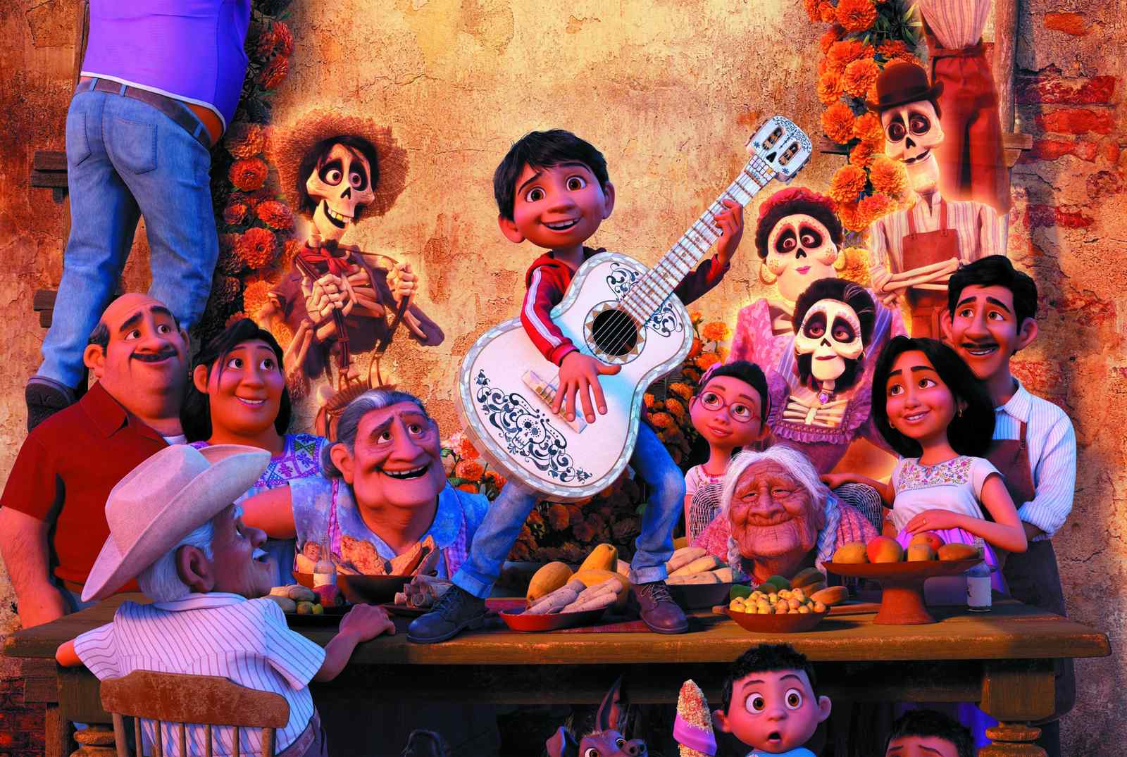 Vibrant Family Celebration Guitar Wall Art