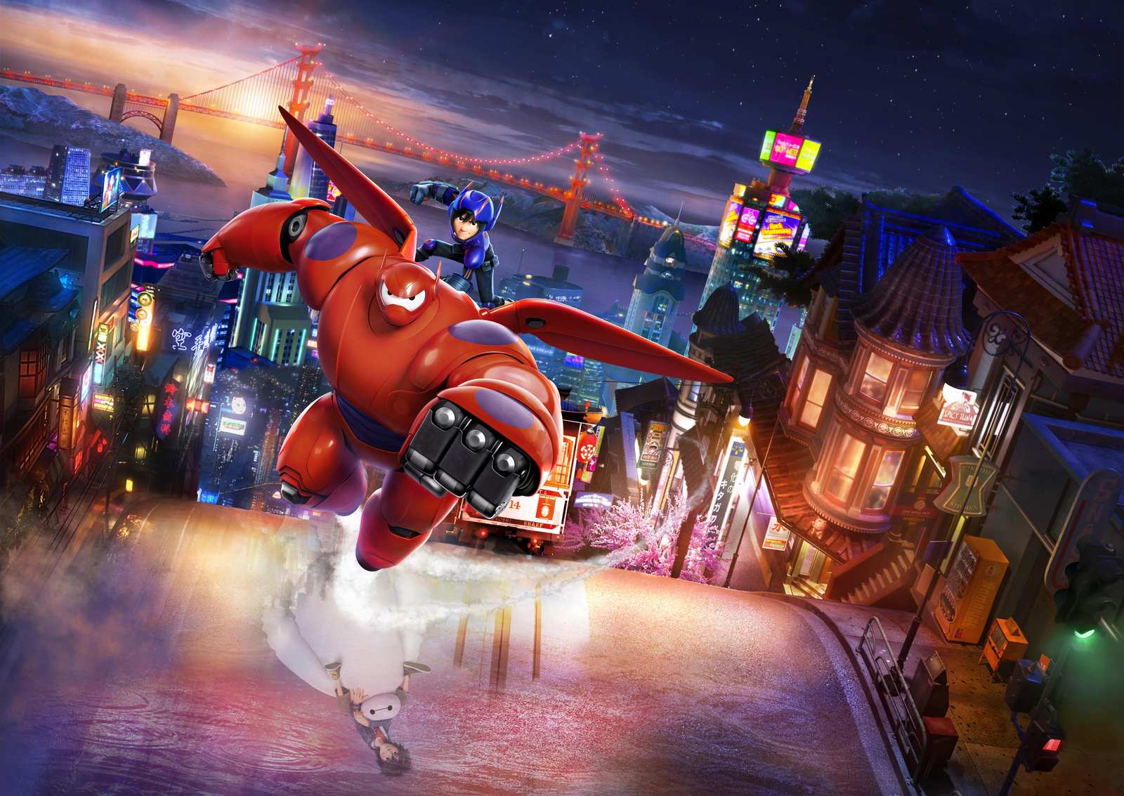 Big Hero 6 Baymax Flying Red Wall Art