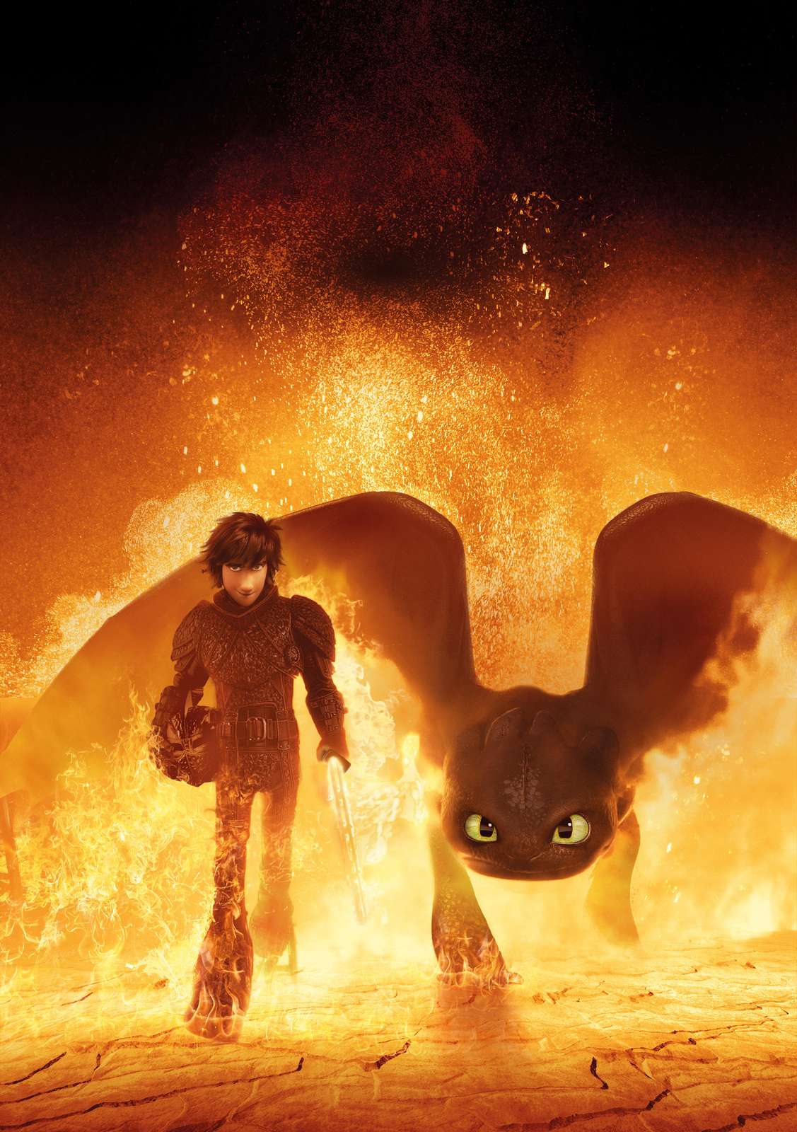 Hiccup & Toothless Fiery Flight Wall Art