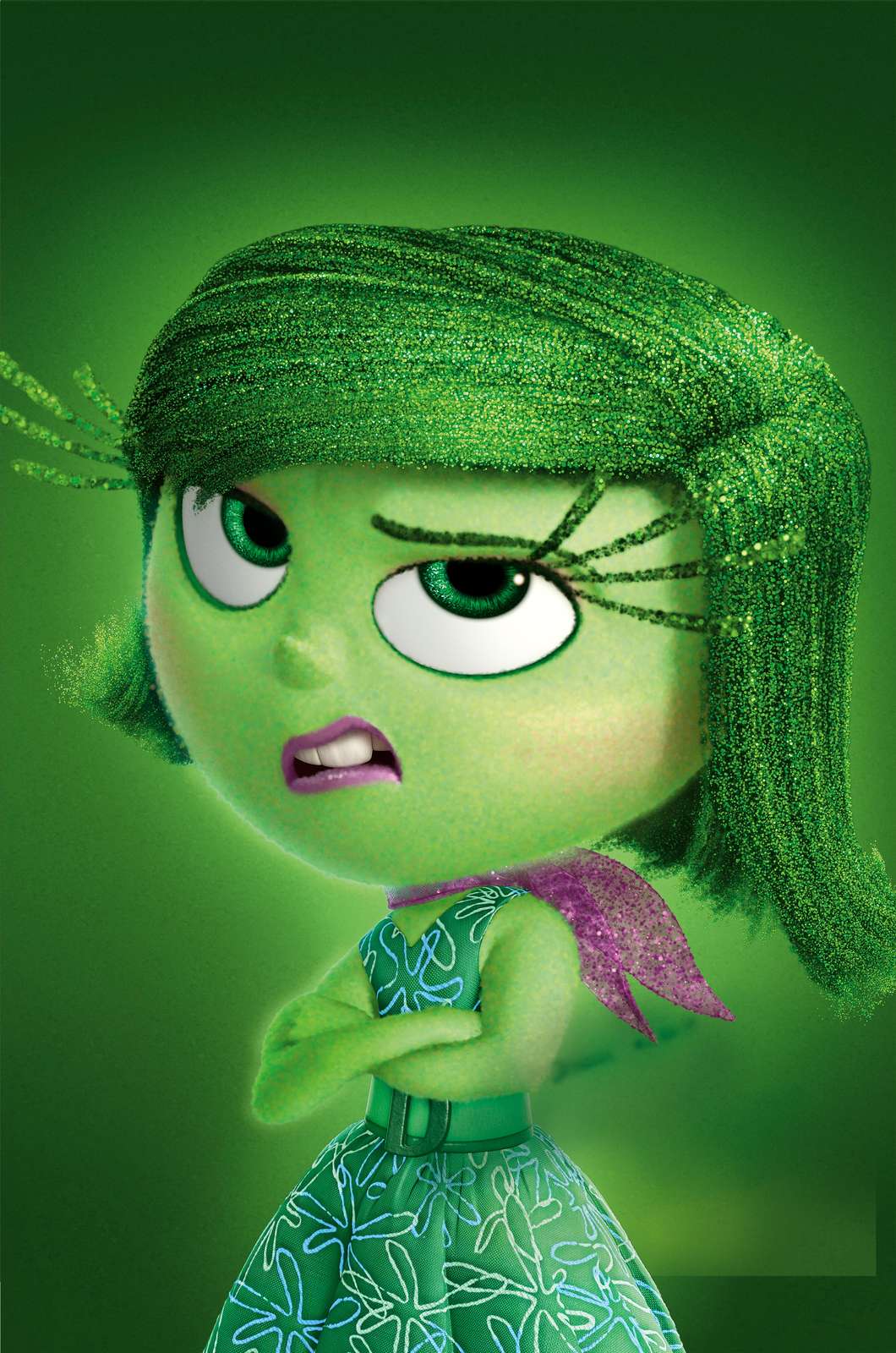 Disgust Inside Out Character Green Glitter Wall Art