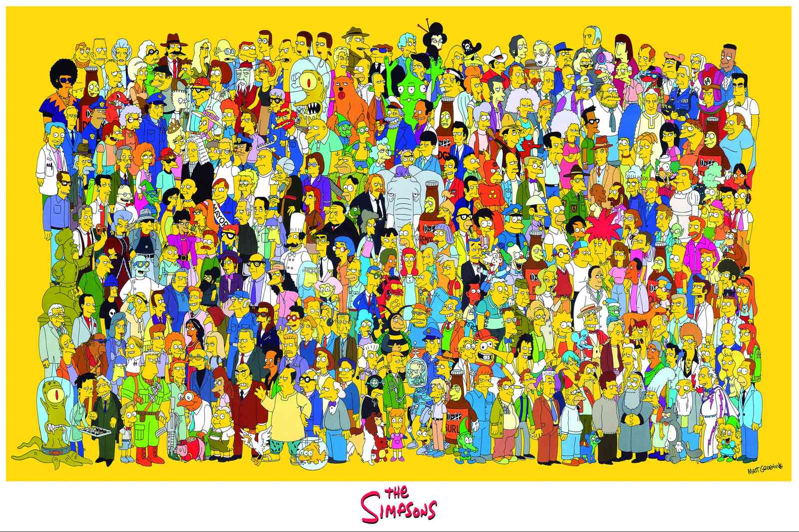 The Simpsons Characters Crowd Wall Art