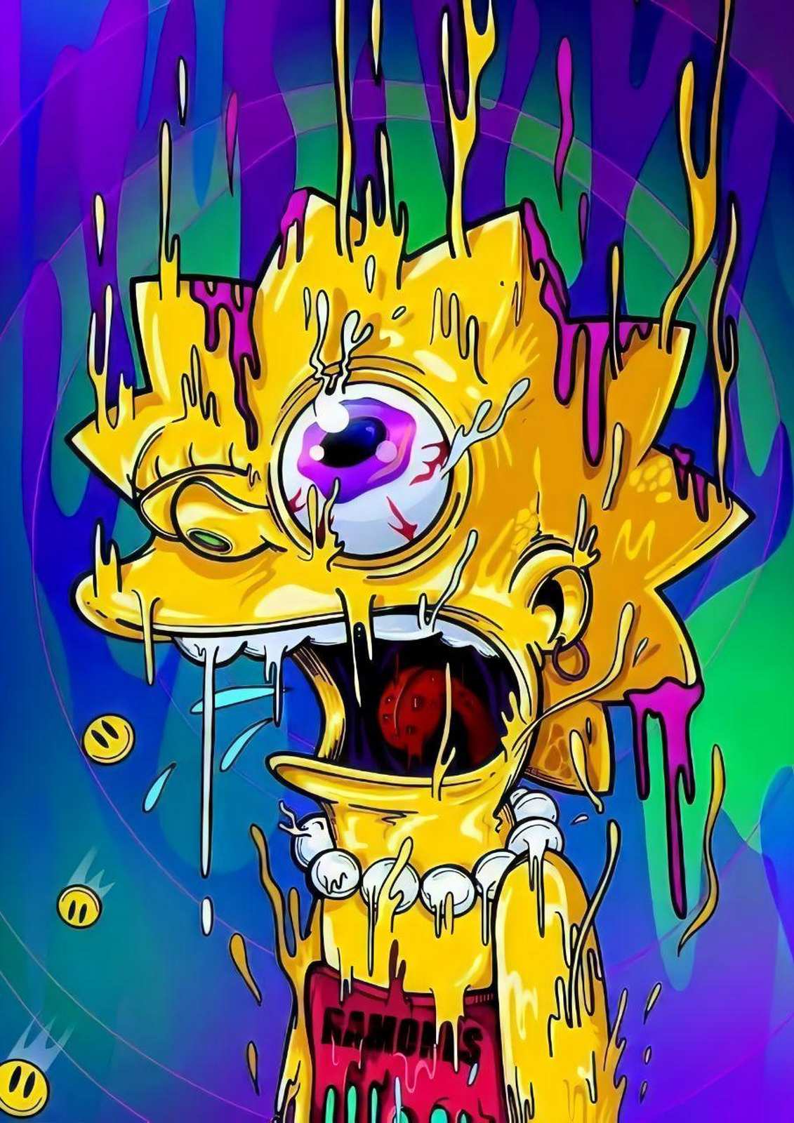 Psychedelic Lisa Simpson Dripping Wall Art