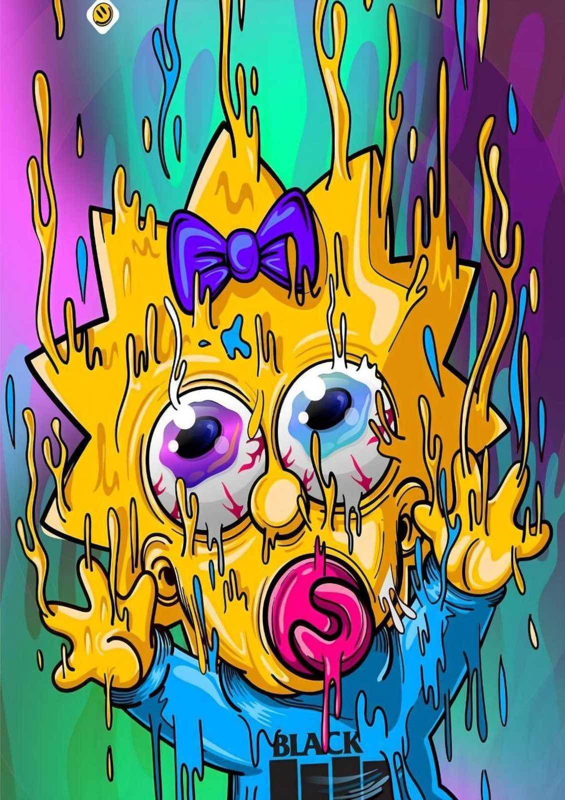 Psychedelic Maggie Simpson Dripping Wall Art