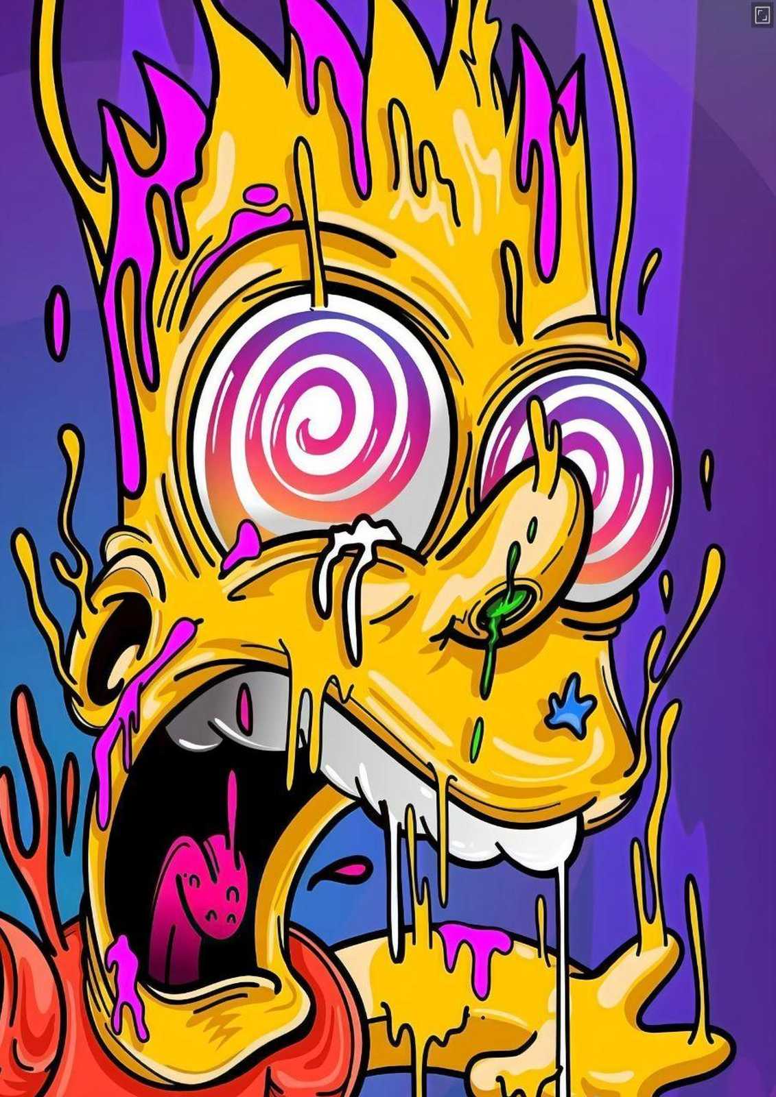 Psychedelic Bart Simpson Drip Wall Art