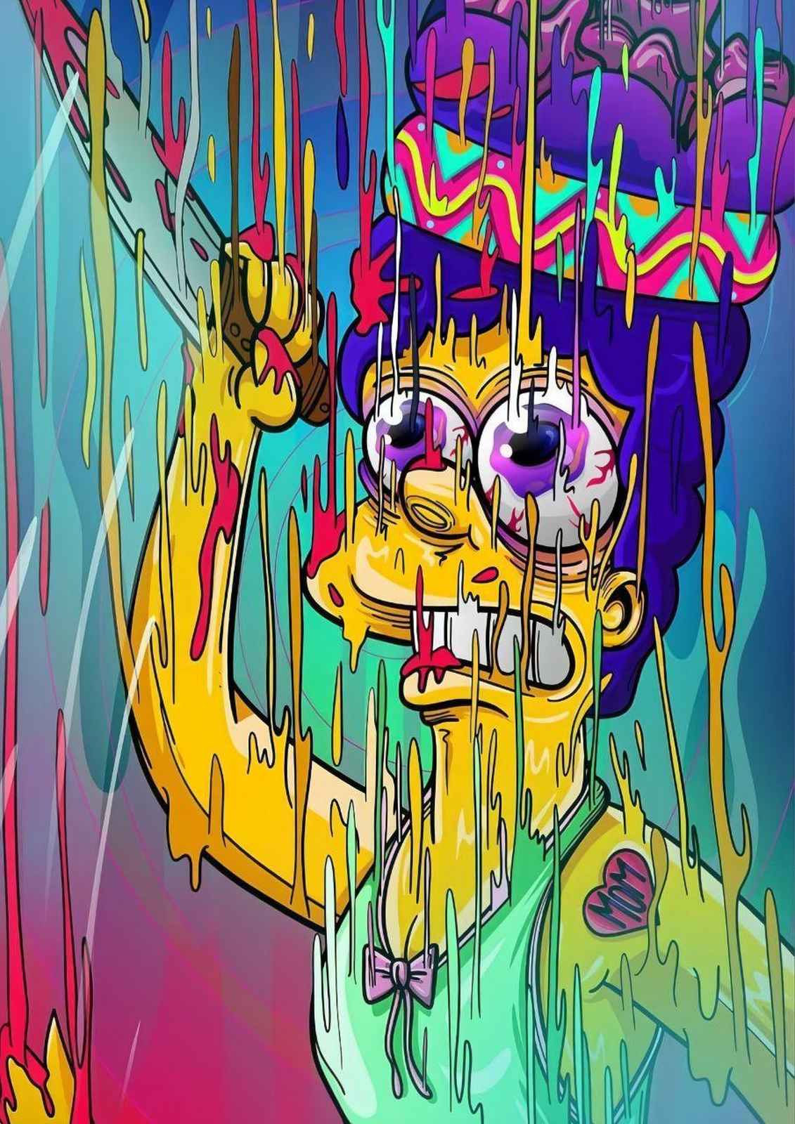 Psychedelic Melting Character Wall Art