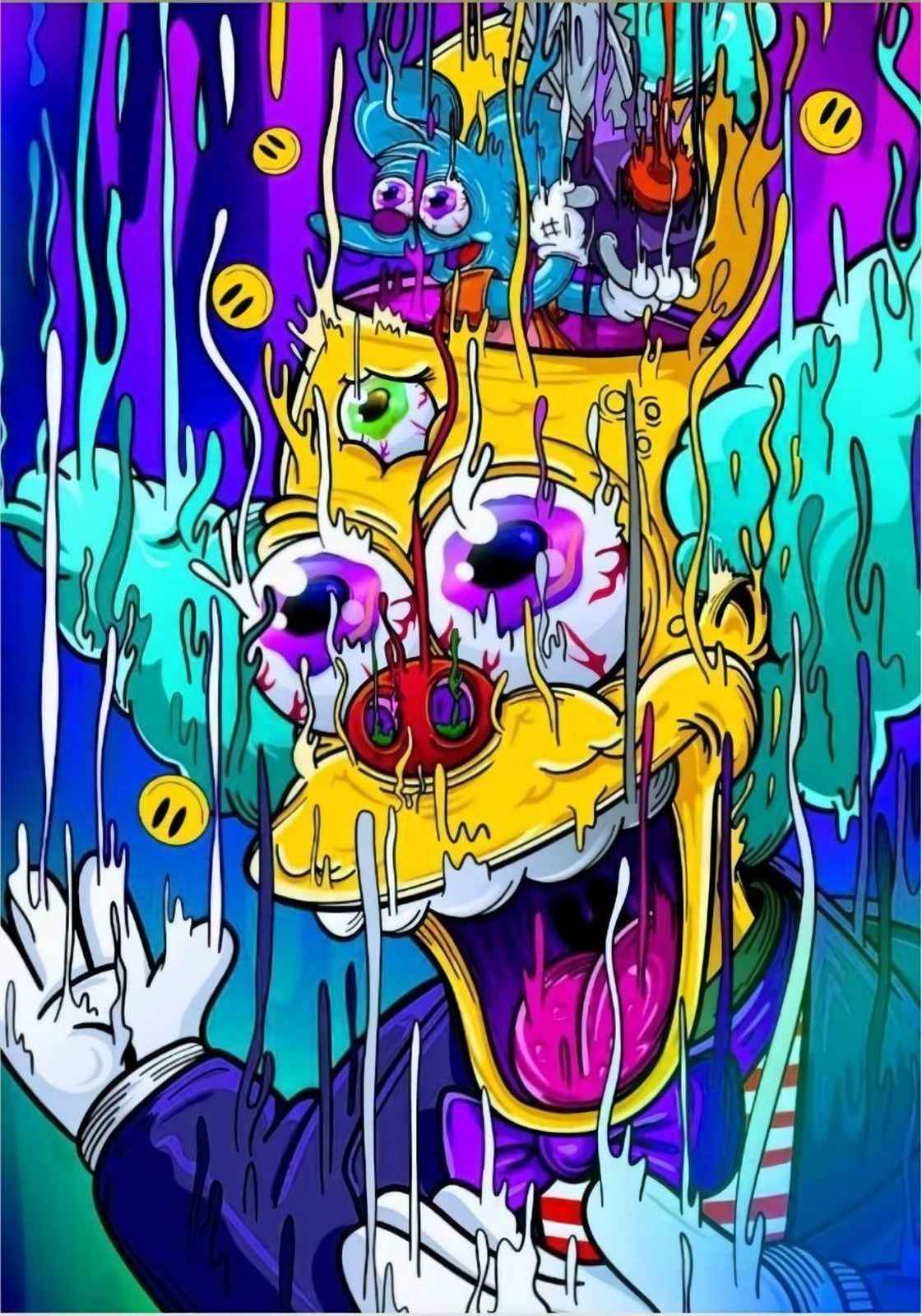 Psychedelic Clown Melting Drip Wall Art