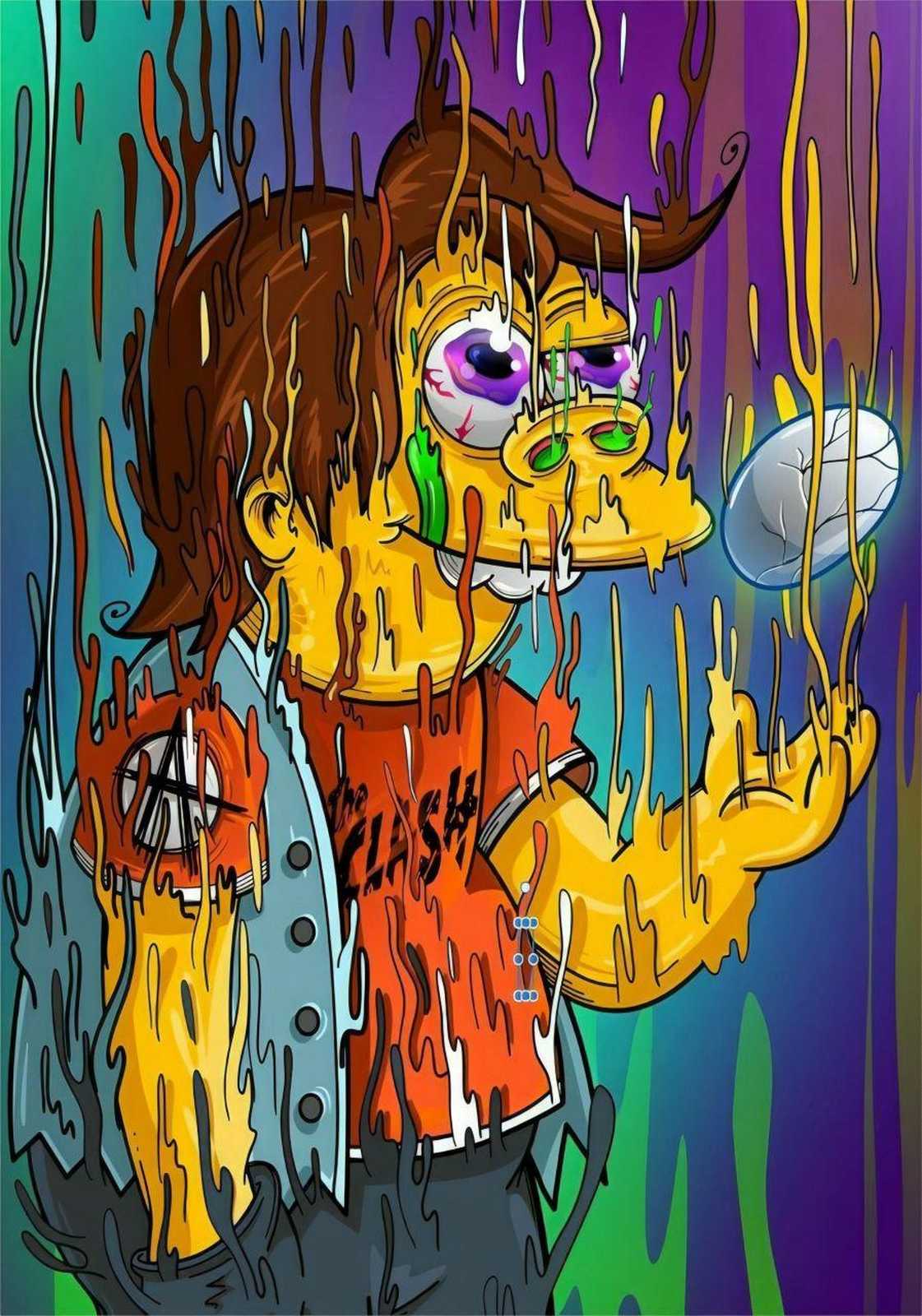 Psychedelic Character Melting Wall Art