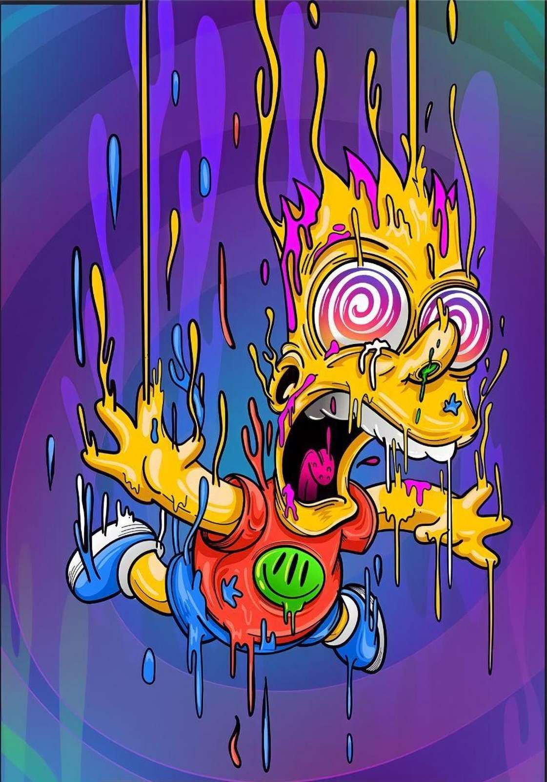 Psychedelic Melting Bart Simpson Wall Art