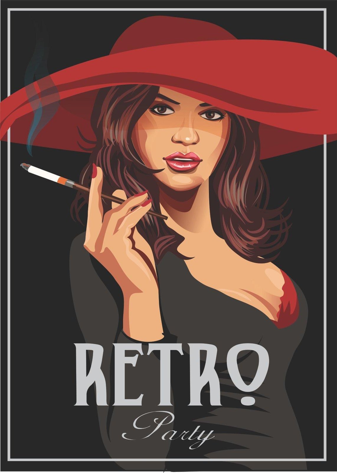 Glamorous Retro Woman Smoking Wall Art