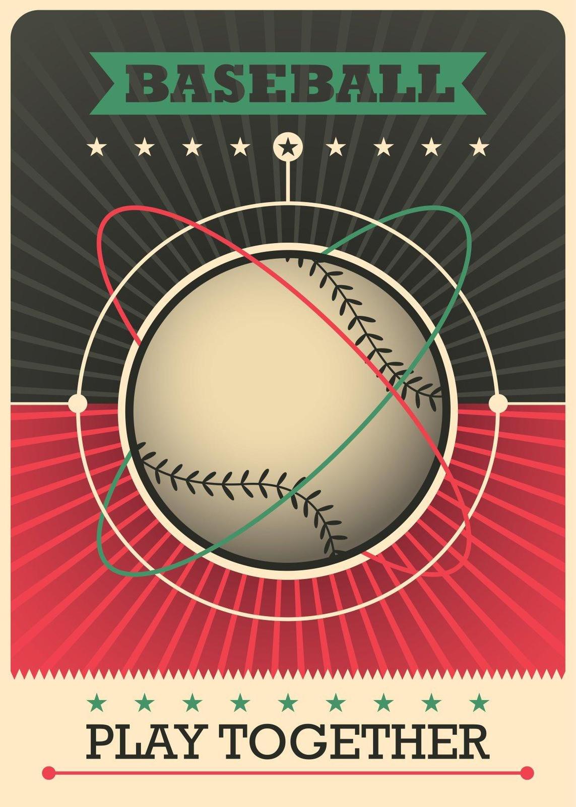 Vintage Baseball Art | Retro Play Together Wall Art