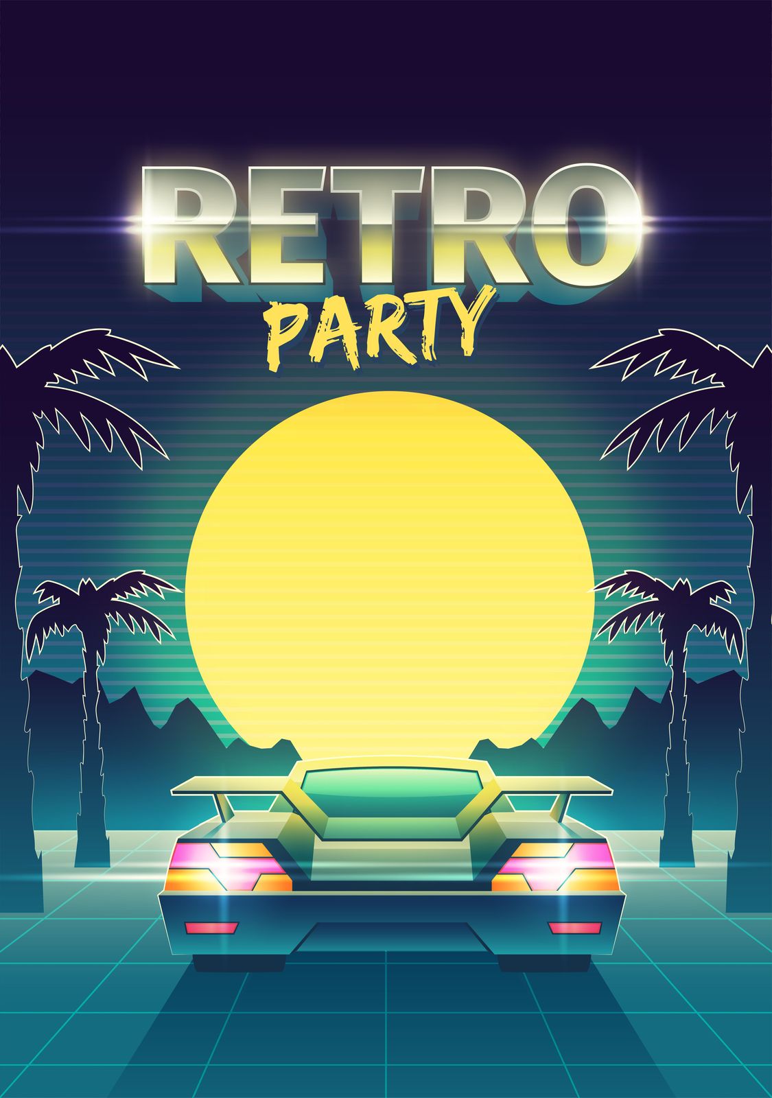 Retro Sunset Drive Wall Art