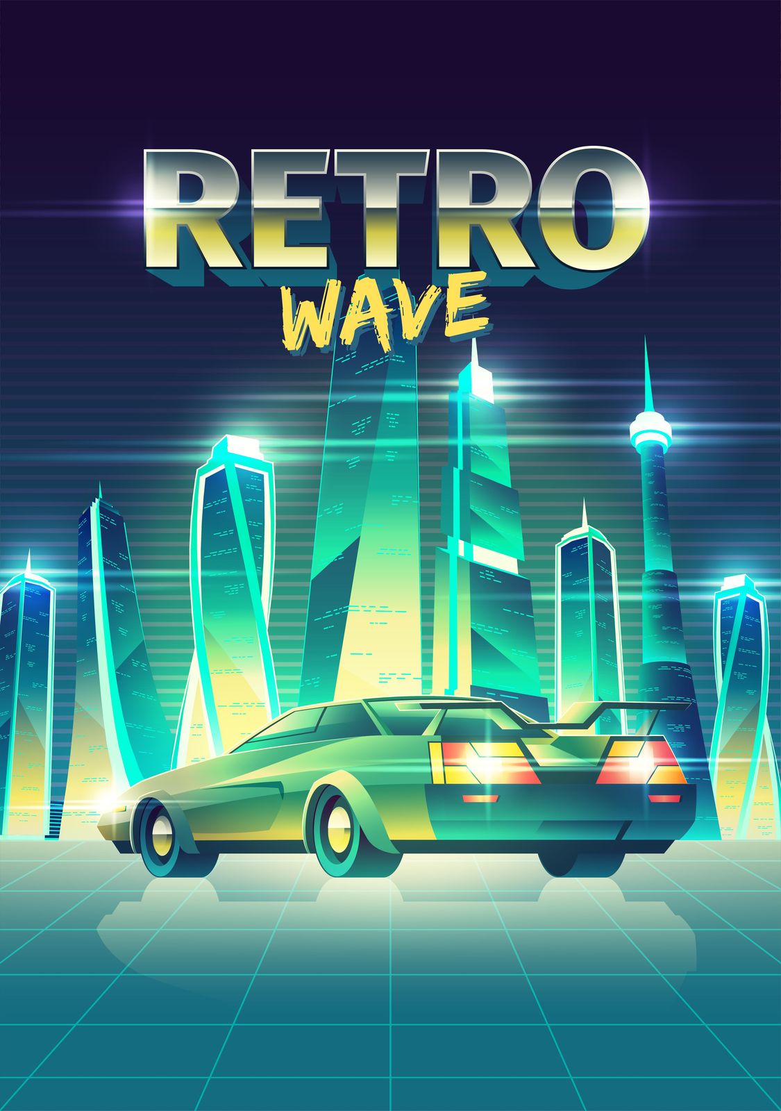 Retro Cyberpunk Car Wall Art