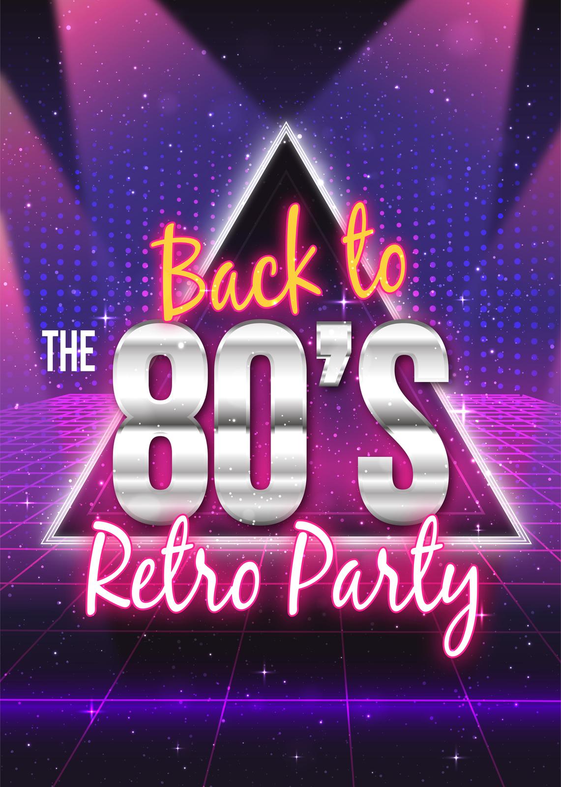 Retro 80s Party Neon Grid Wall Art