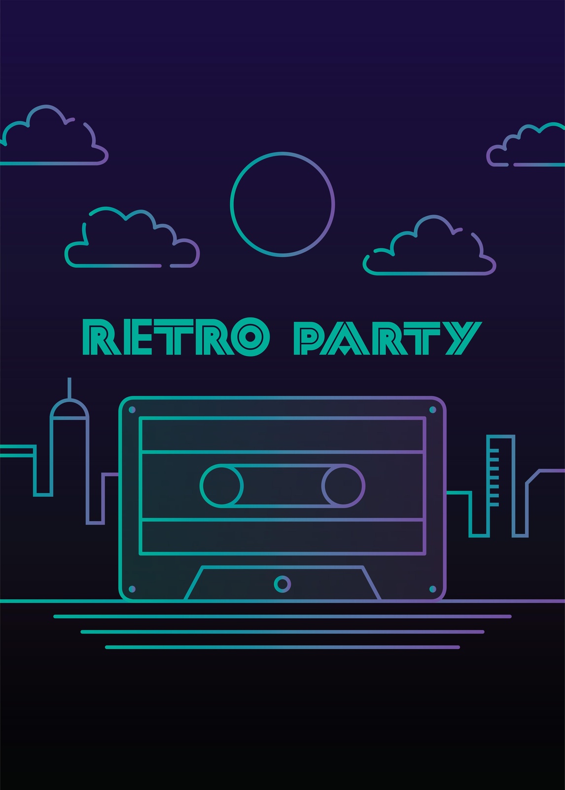 Retro Cassette Cityscape Wall Art