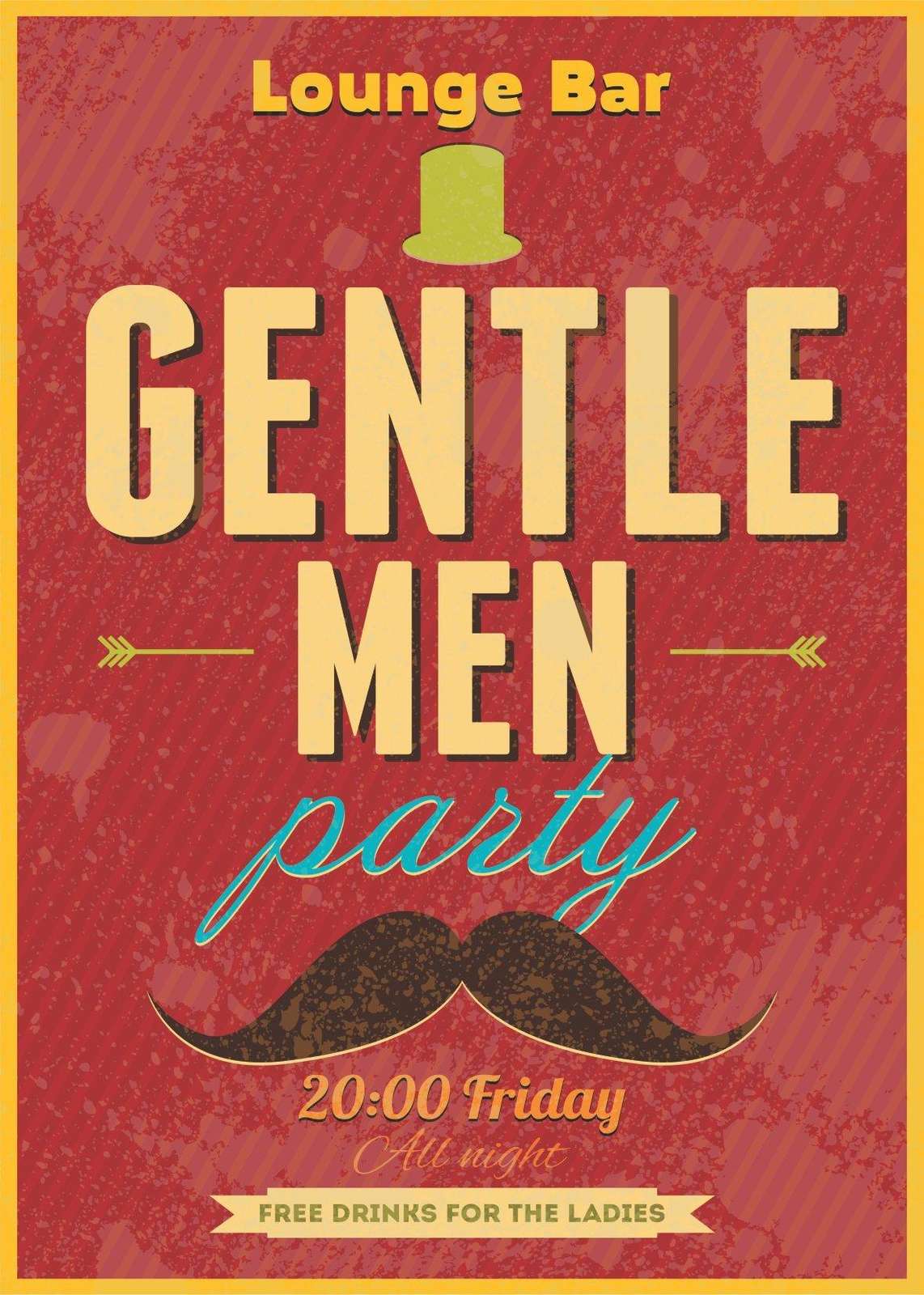 Vintage Gentlemen's Party Bar Sign Wall Art