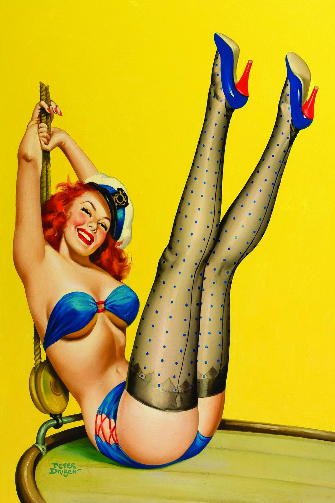 Retro Pin-Up Sailor Girl Beach Fun Wall Art