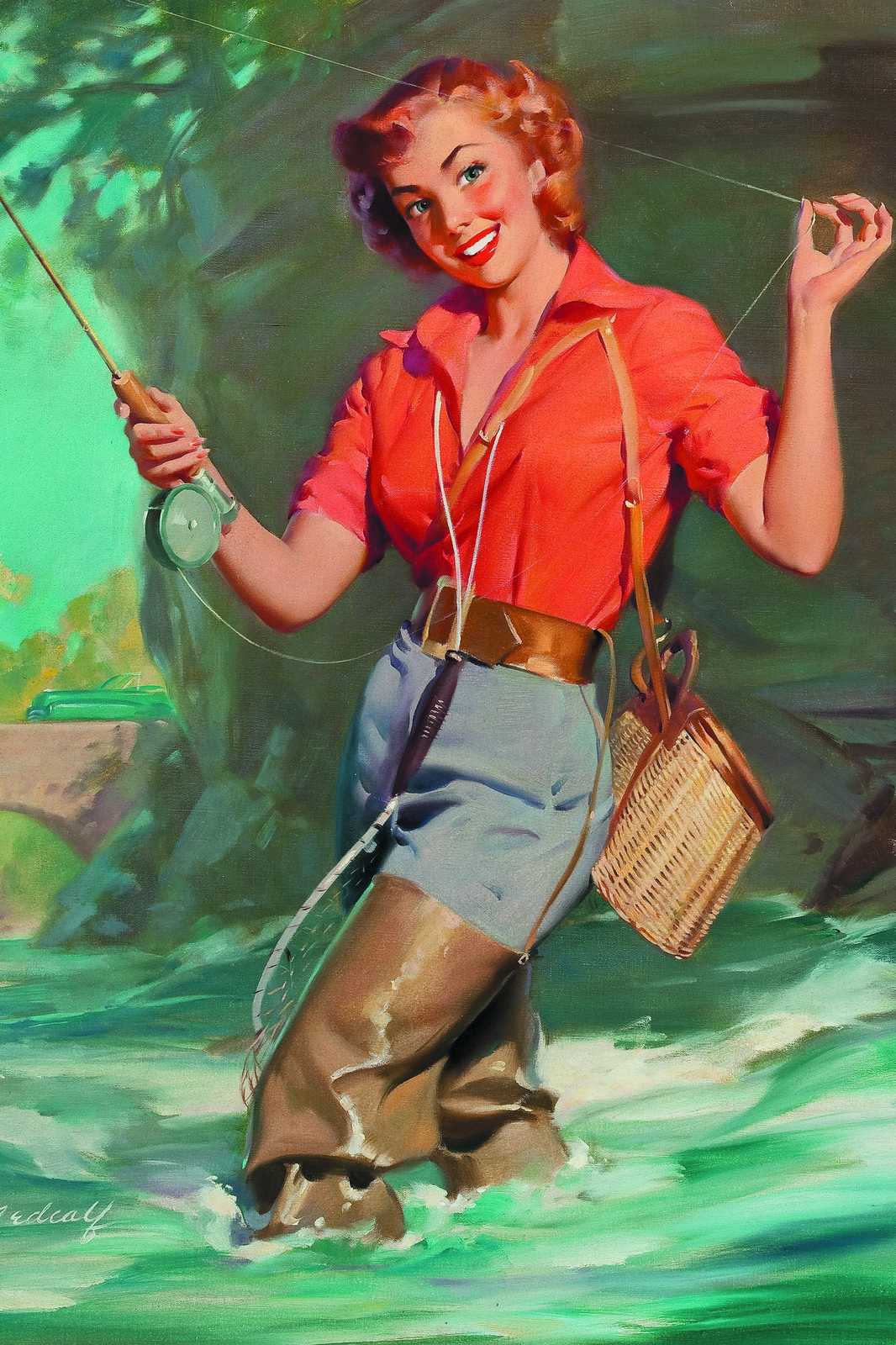 Vintage Fishing Pin-up Wall Art