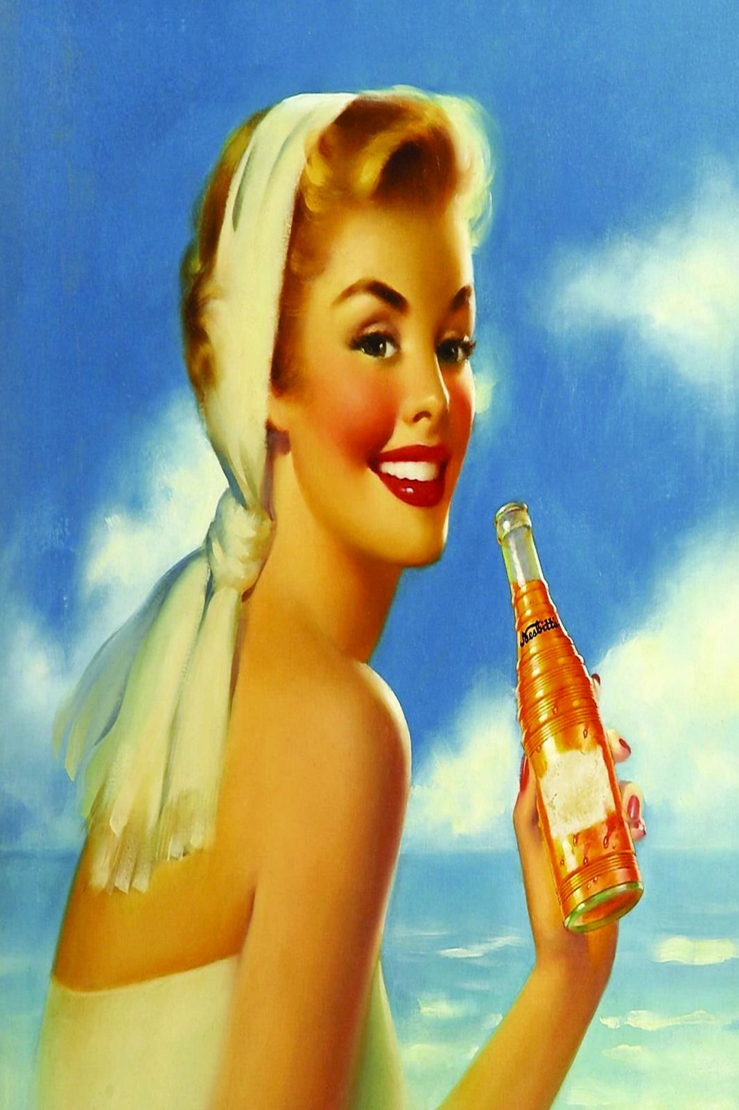 Vintage Pin-Up Soda Girl Beach Wall Art