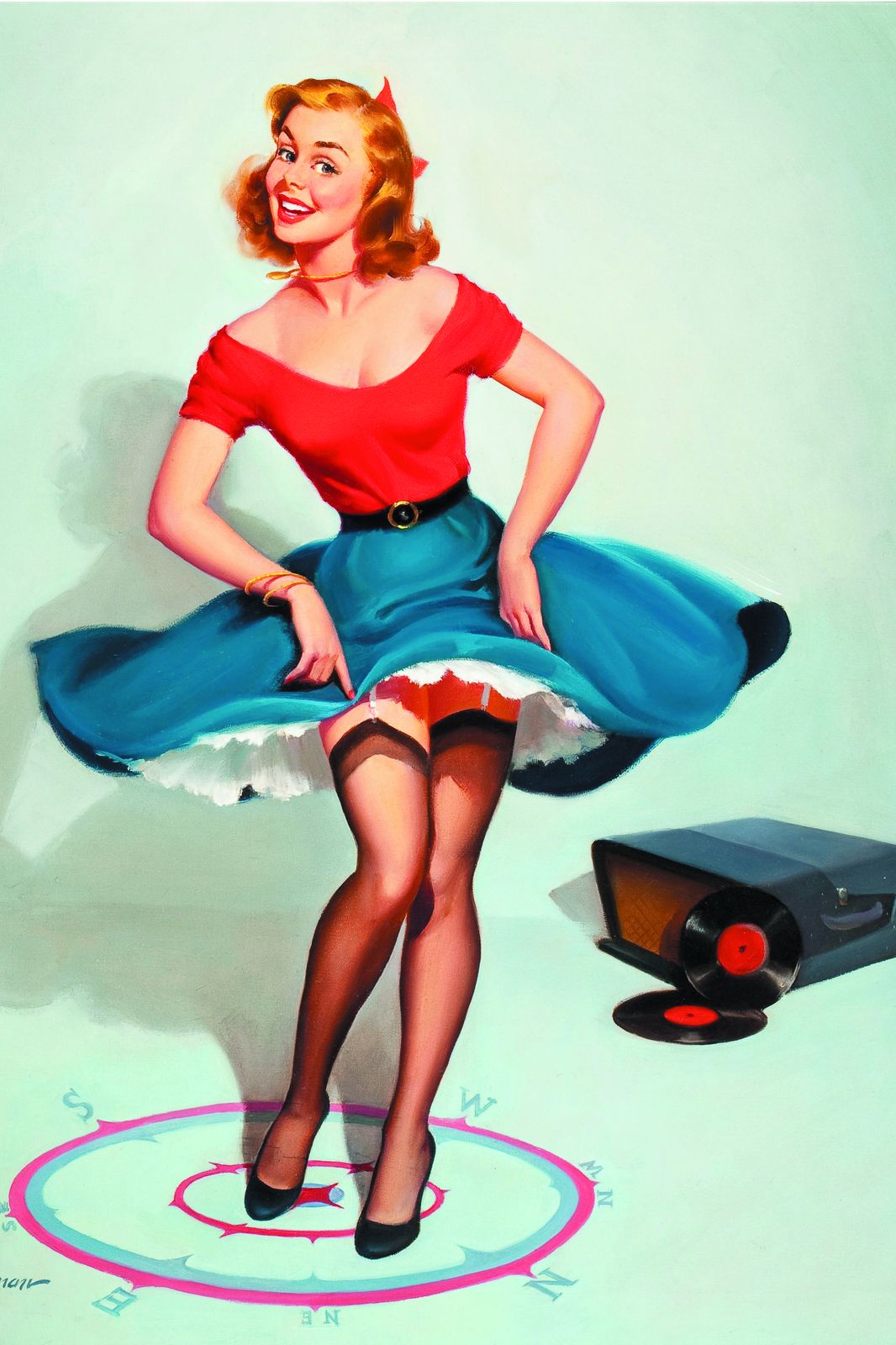 Retro Pin-Up Girl Vinyl Record Wall Art
