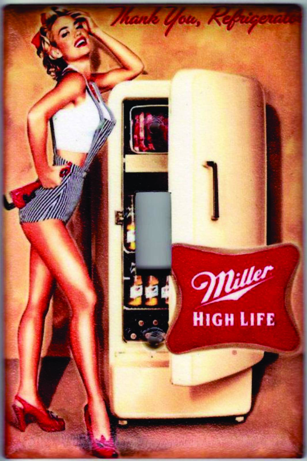 Retro Pin-Up Miller High Life Fridge Wall Art