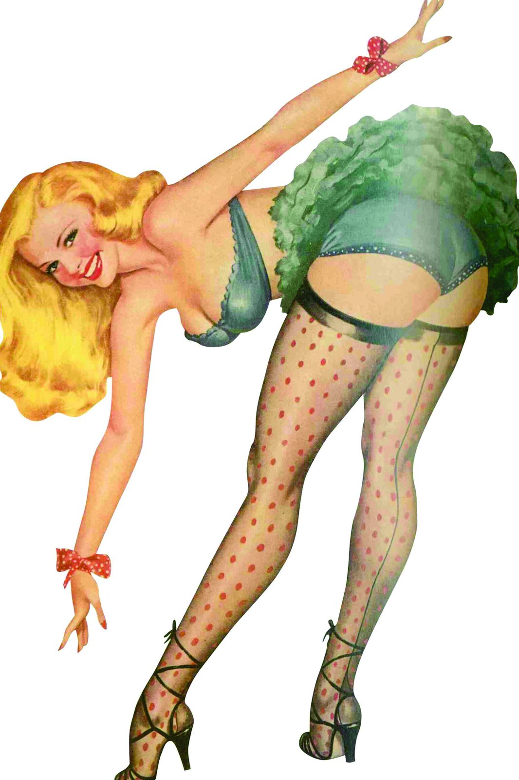 Retro Pin-Up Girl with Polka Dots Wall Art