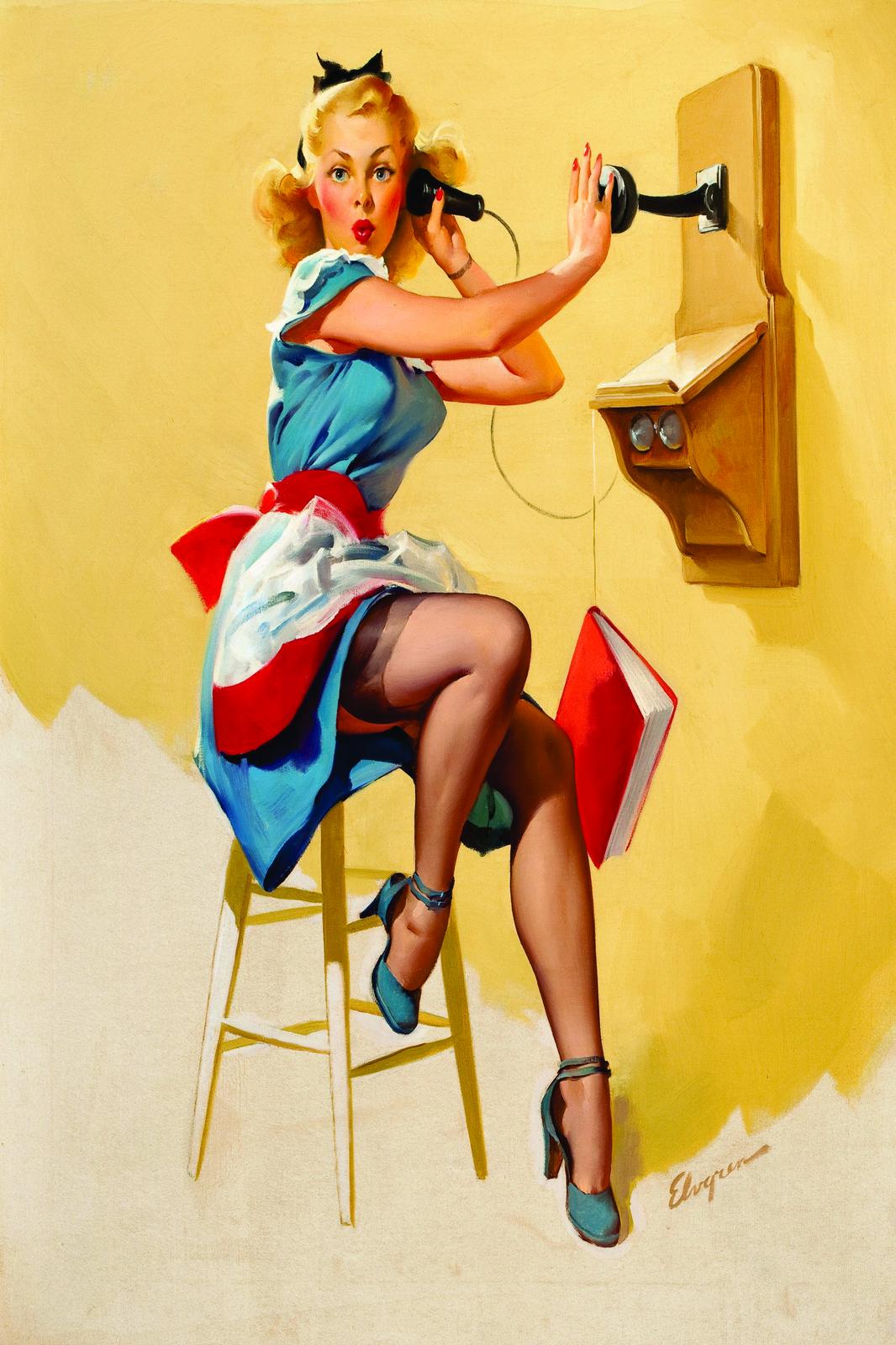 Retro Pinup Girl Phone Call Wall Art