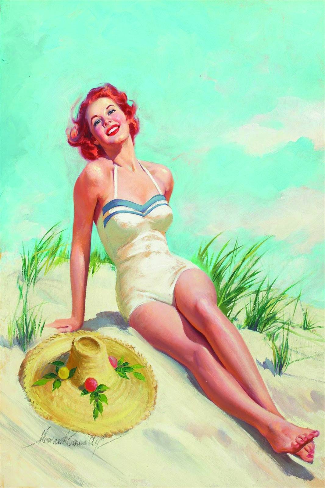 Retro Beach Babe Summer Vibes Wall Art