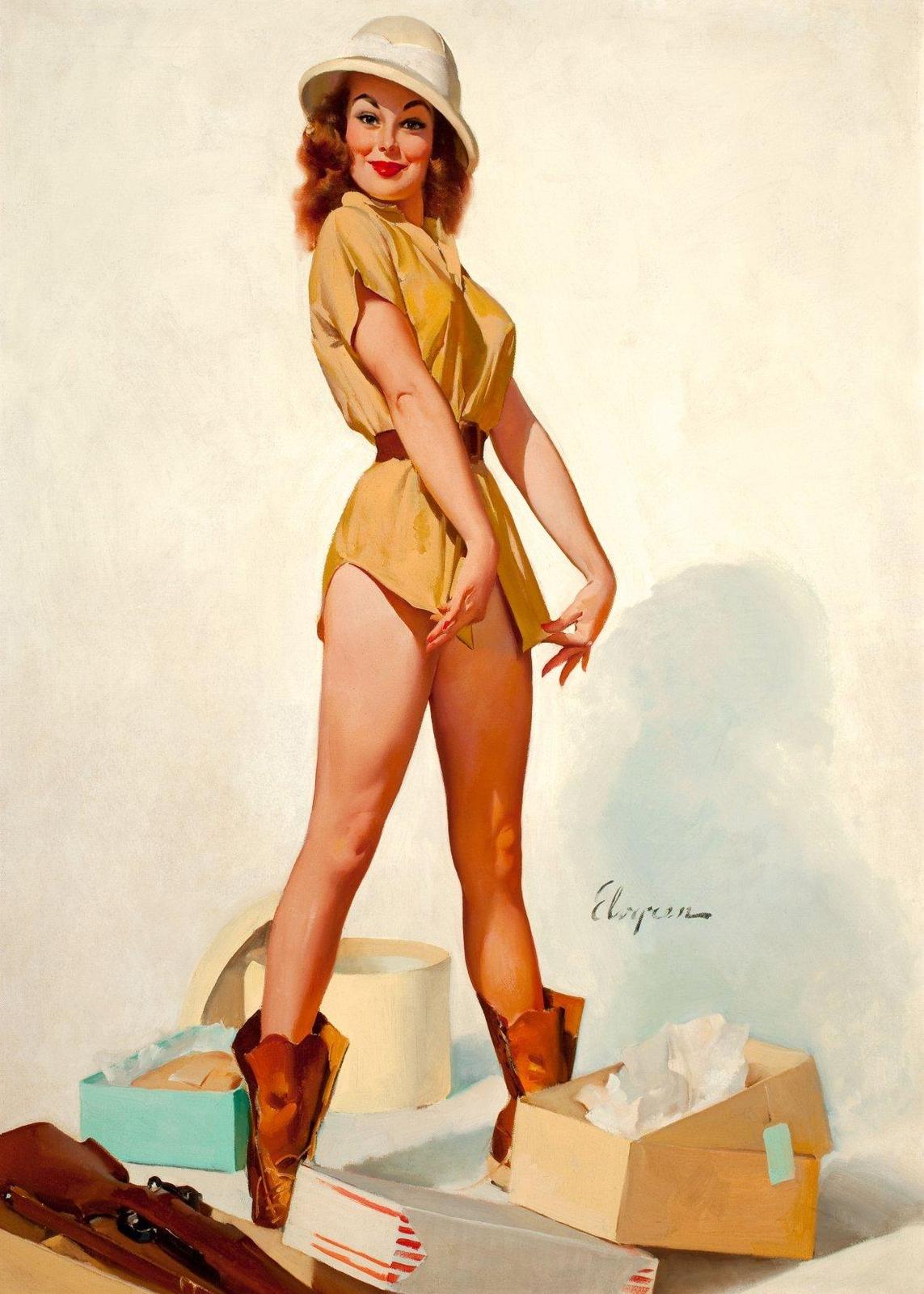 Retro Safari Pin-Up Girl Wall Art