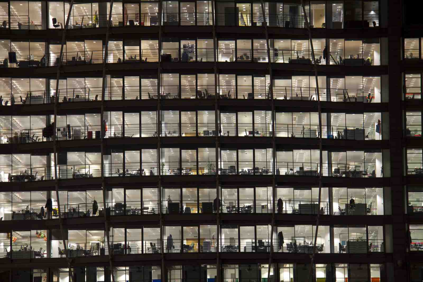 City Office Building at Night Wall Art