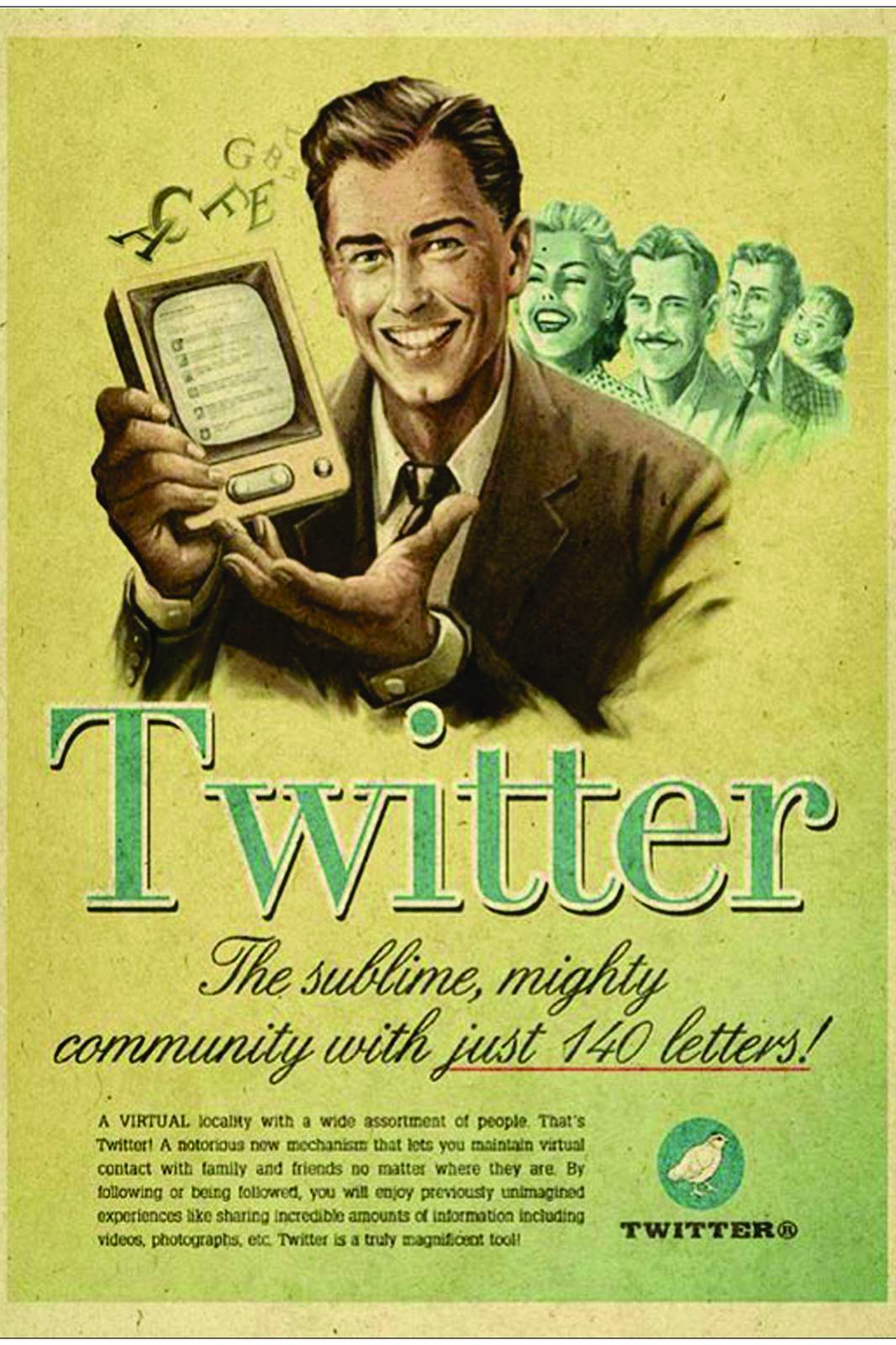 Retro Twitter Ad '140 Letters' Wall Art